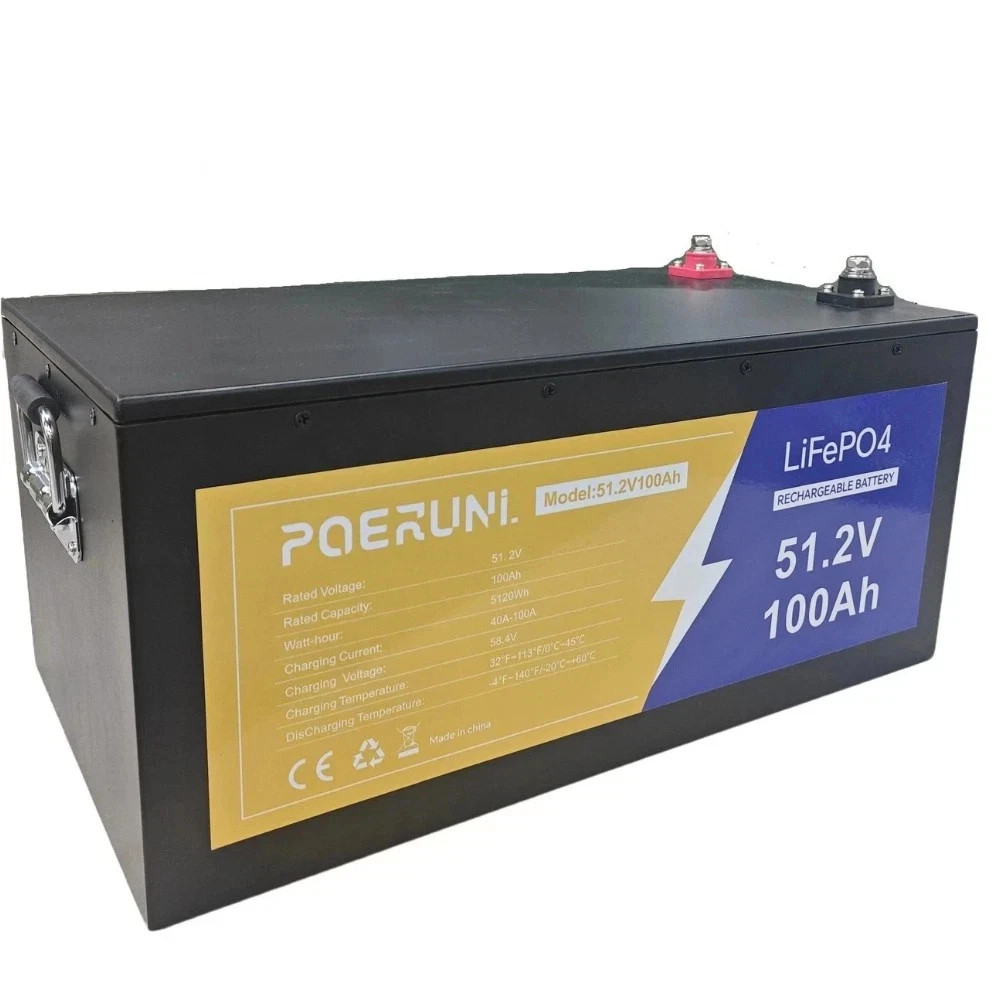 POERUNI 12V 300Ah LiFePO4 Battery 4000+ Deep Cycles 3840Wh 200A BMS for RV Solar
