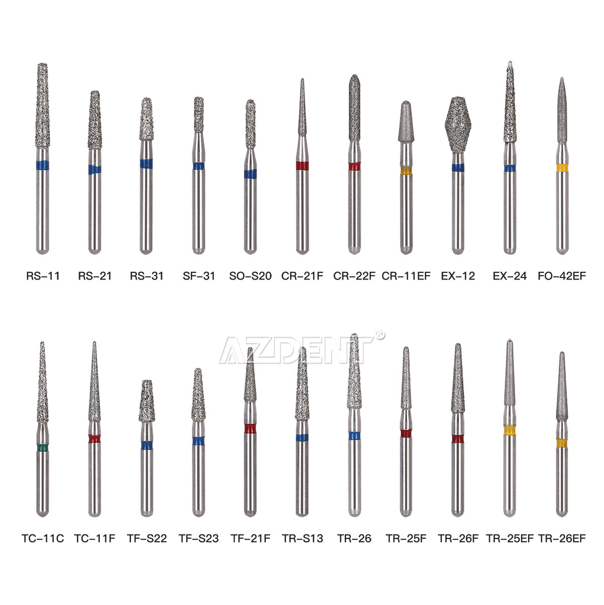 100pcs Dental Diamond Burs For High Speed Handpiece Medium Friction Grip 1.6mm