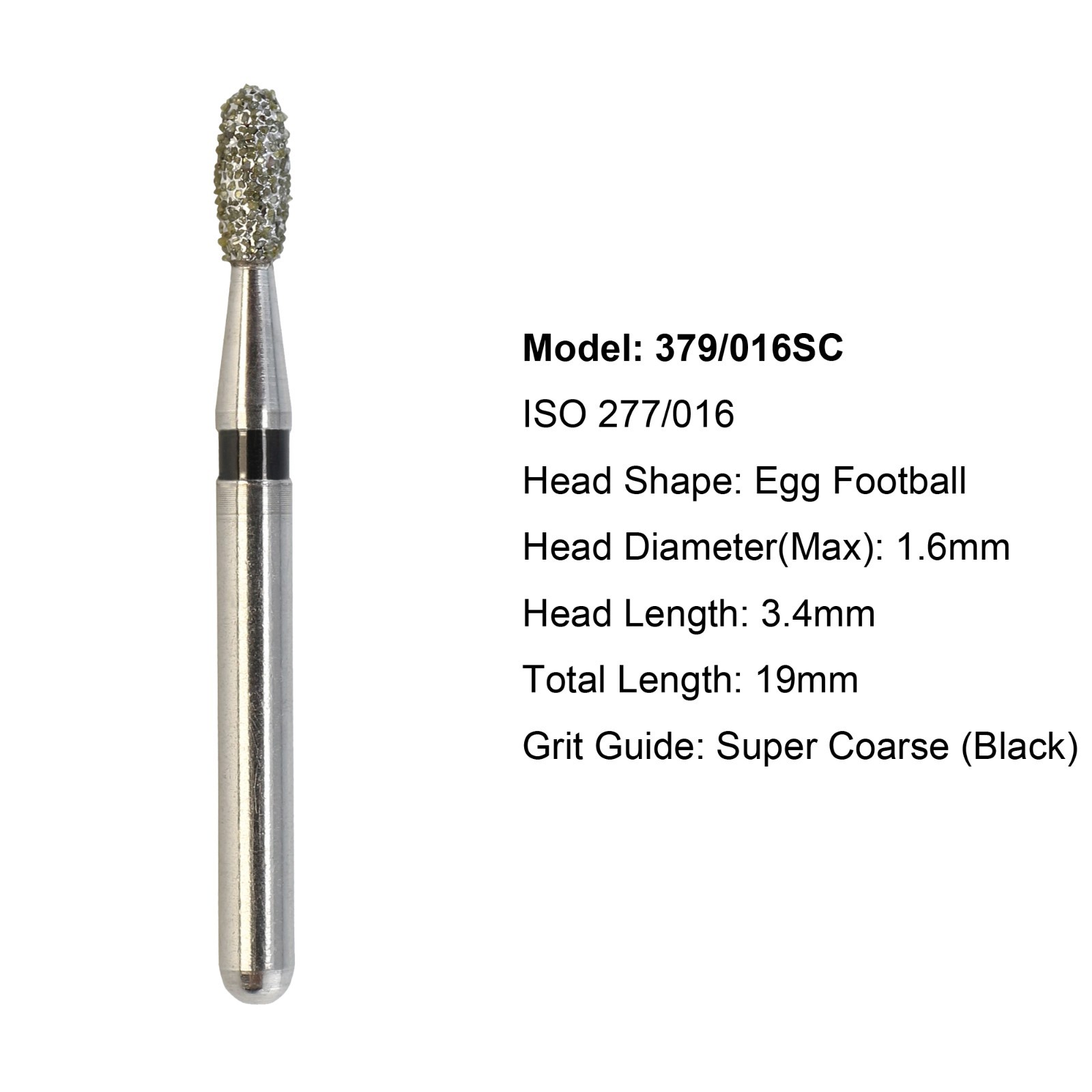 Dental Diamond Burs 379/023F 023C Bur Extra Fine Super Coarse FG Football Egg