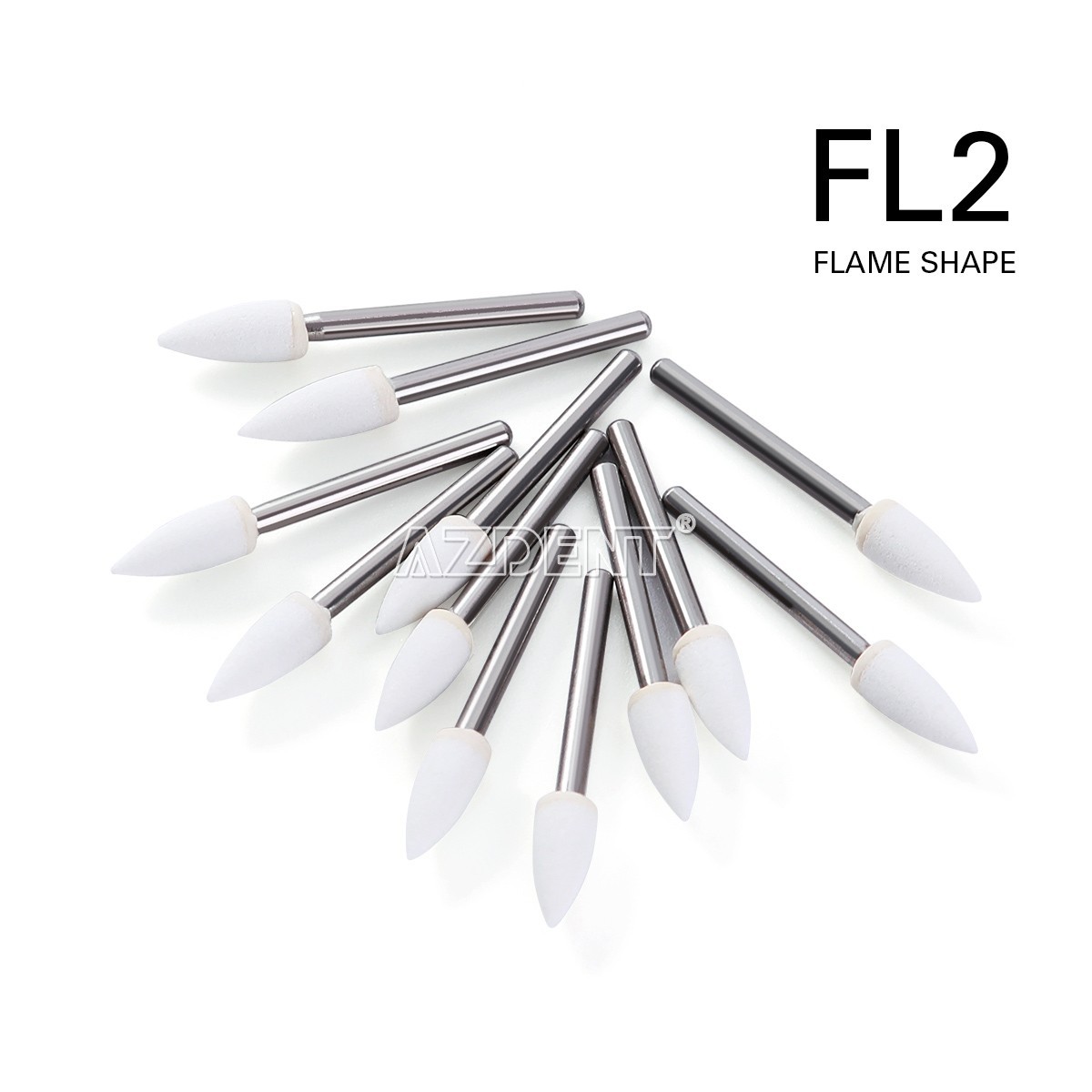36pcs AZDENT Dental Flame White Stone Polishing FG Burs Abrasion Point Bur FL2