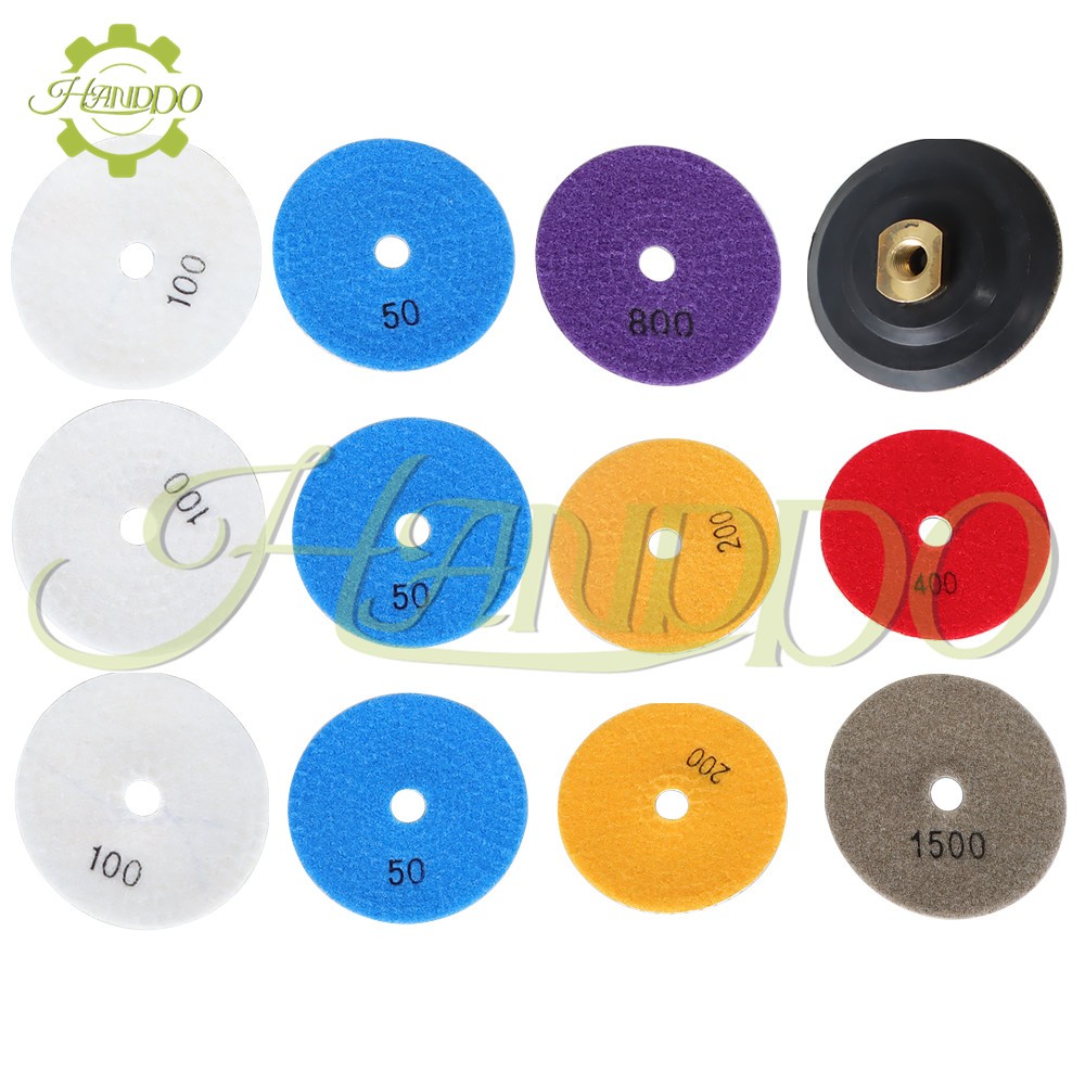 12PCS Diamond Polishing Pads Wet Dry 4 Inch Set Kit For Granite Concrete Marble