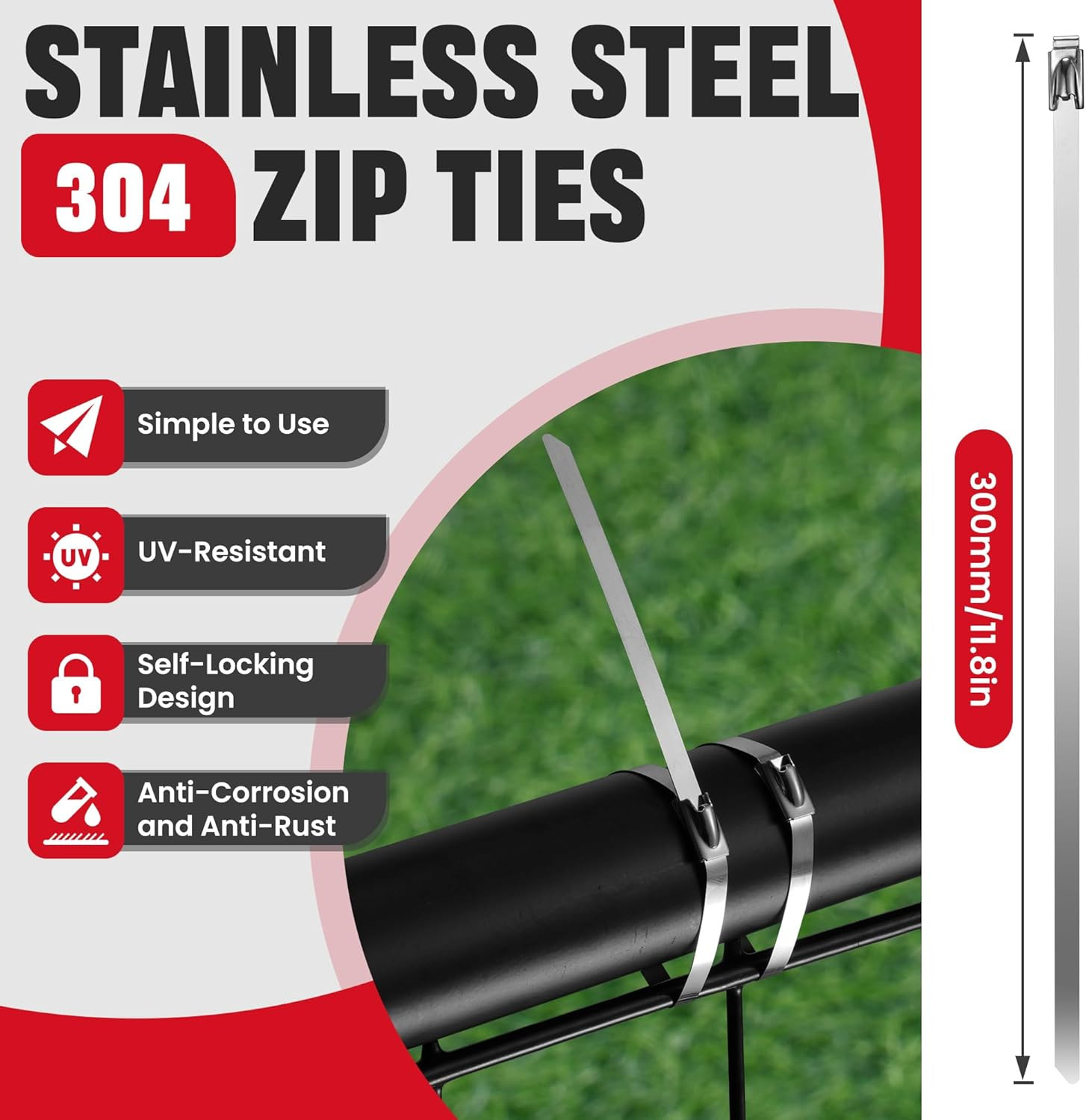 Stainless Steel Zip Ties Gun Kit,Heavy Duty Outdoor Fastening Cable Tie Tool Set