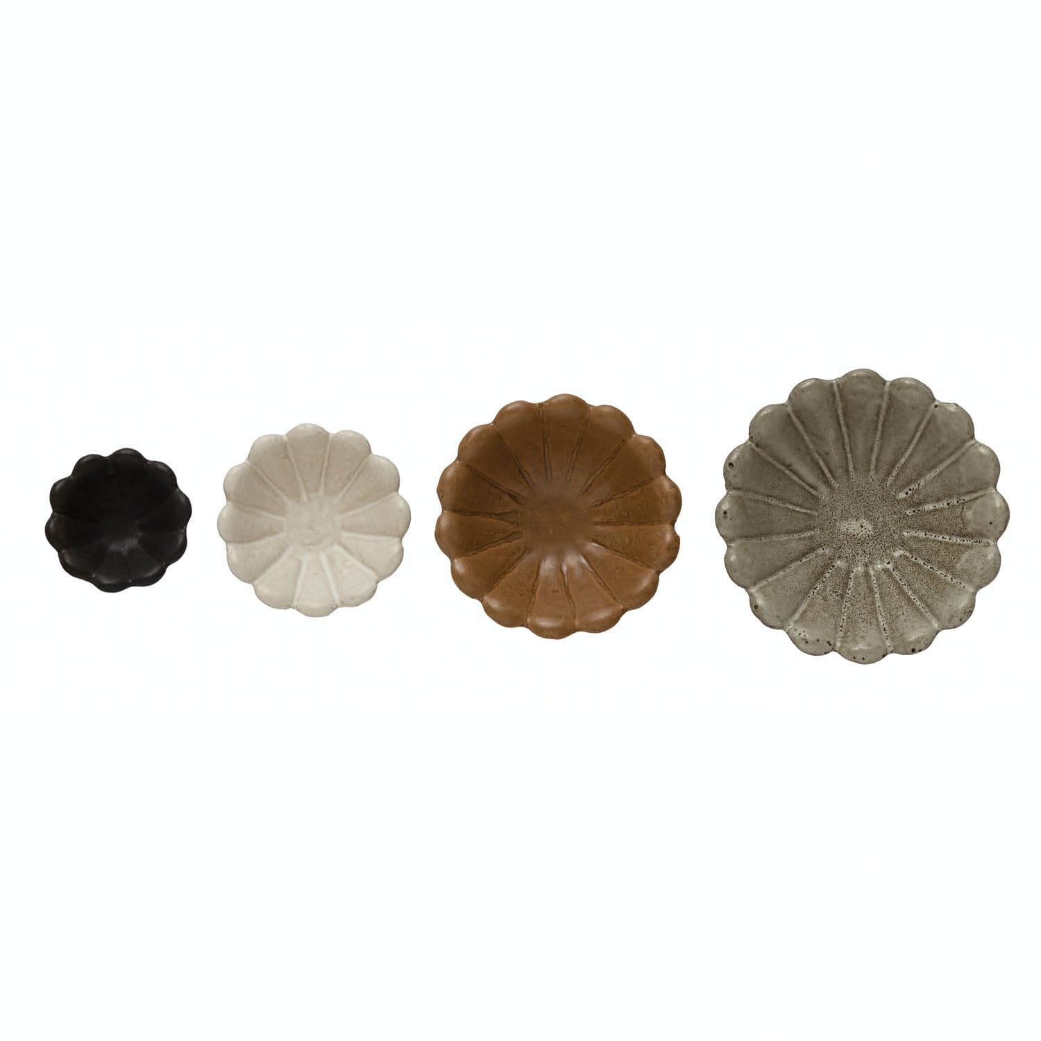 Creative Co-Op Stoneware Flower Bowls, 6″ L x 6″ W x 3″ H, Multicolor