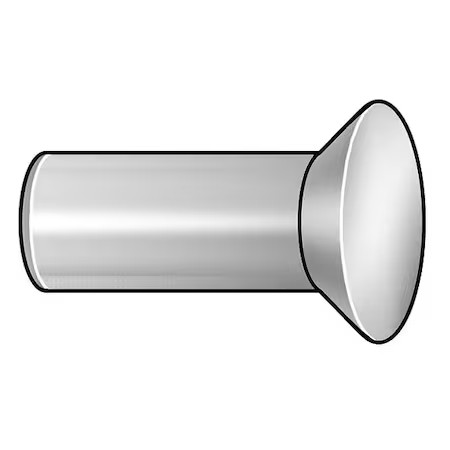 Solid Rivet, Countersunk Head, 0.125 In Dia., 0.375 In L, Stainless Steel Body,