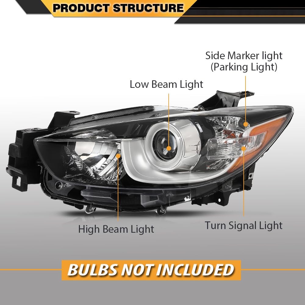 Halogen Projector Headlight Mazda CX-5 2013-2016 Driver Side Chrome KJ0151041C