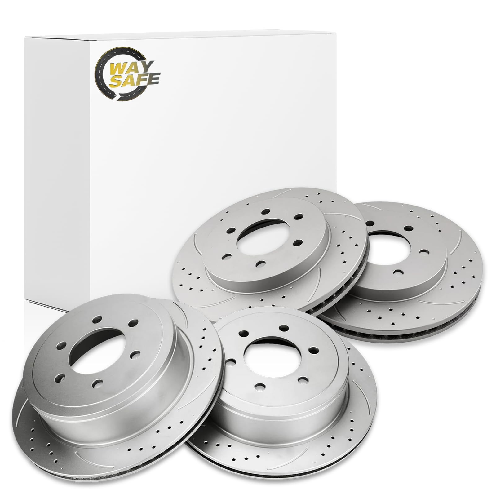 4WD Front Rear Drilled Slotted Rotors 04-08 for Ford F150 06-08 Lincoln Mark LT