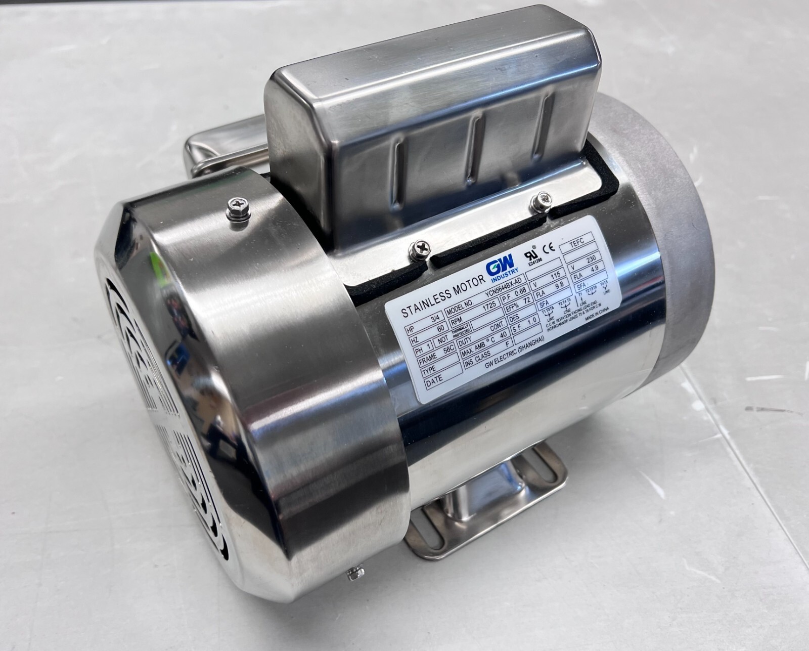 YCN5644BX 3/4 HP Stainless Steel Boat Lift Motor, 1725RPM,115/230V,56C with base