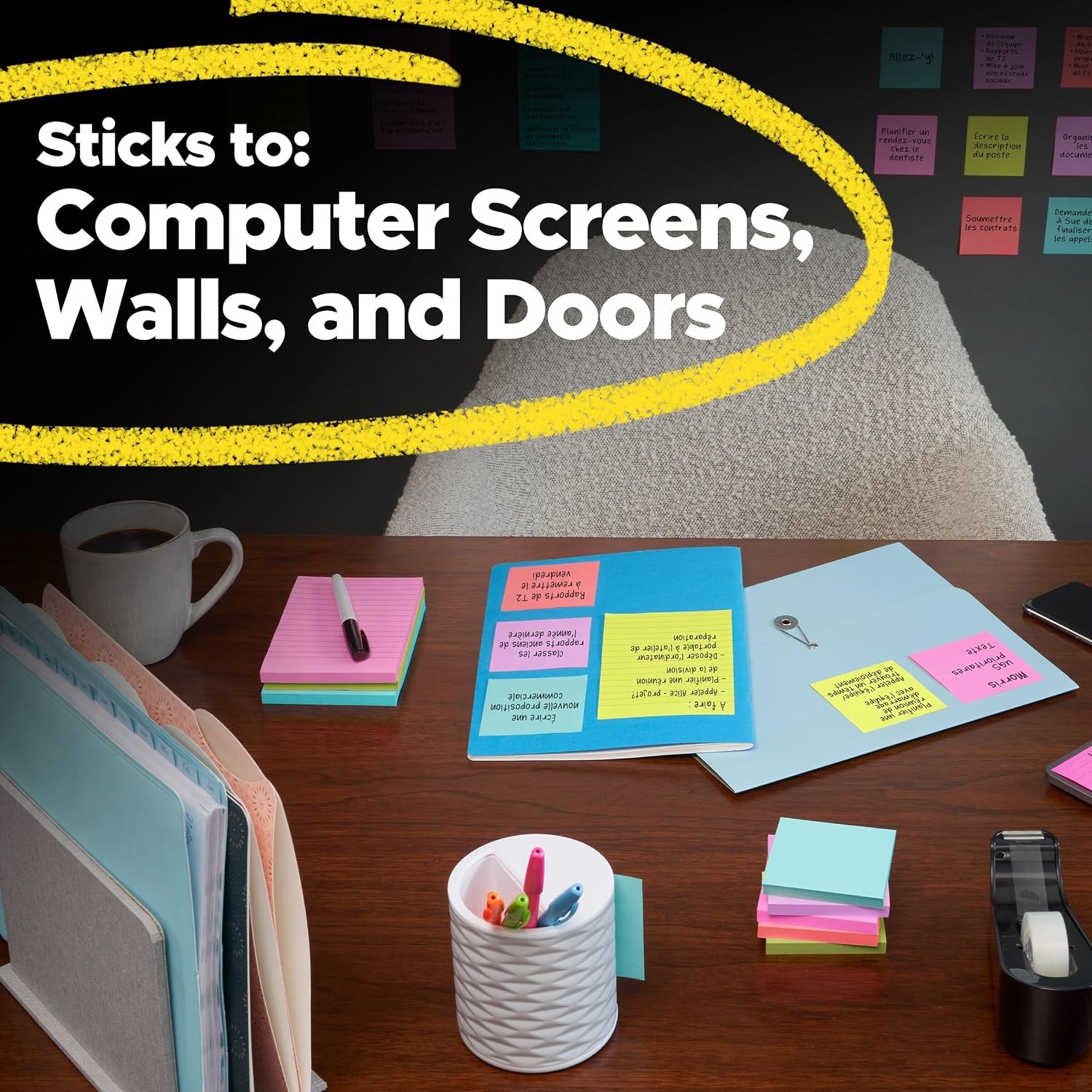 Post-it Super Sticky Notes, Multi-Size, Supernova Neons, 15 Pads