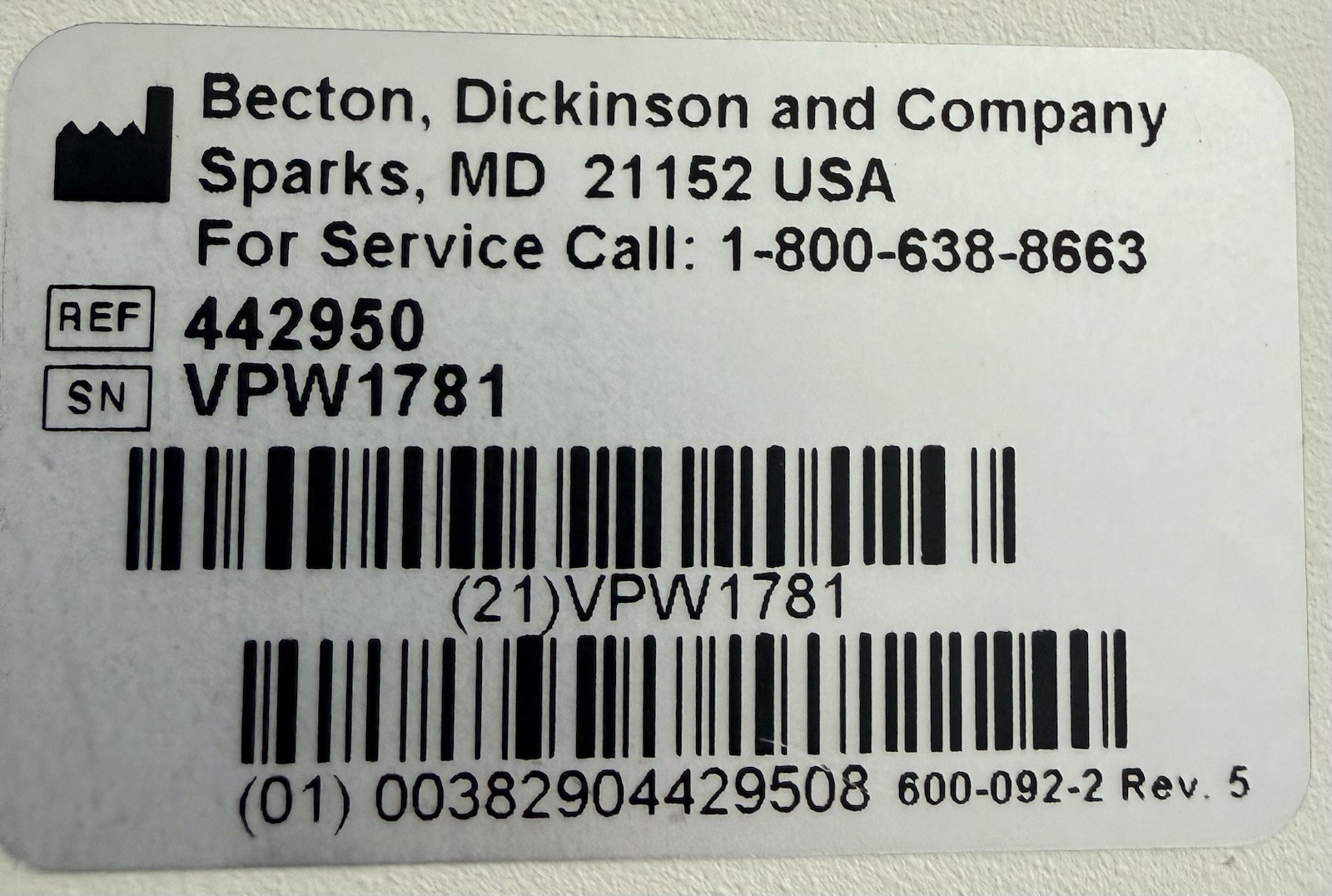 Becton Dickinson & Company BD Prewarm Heater REF 442950