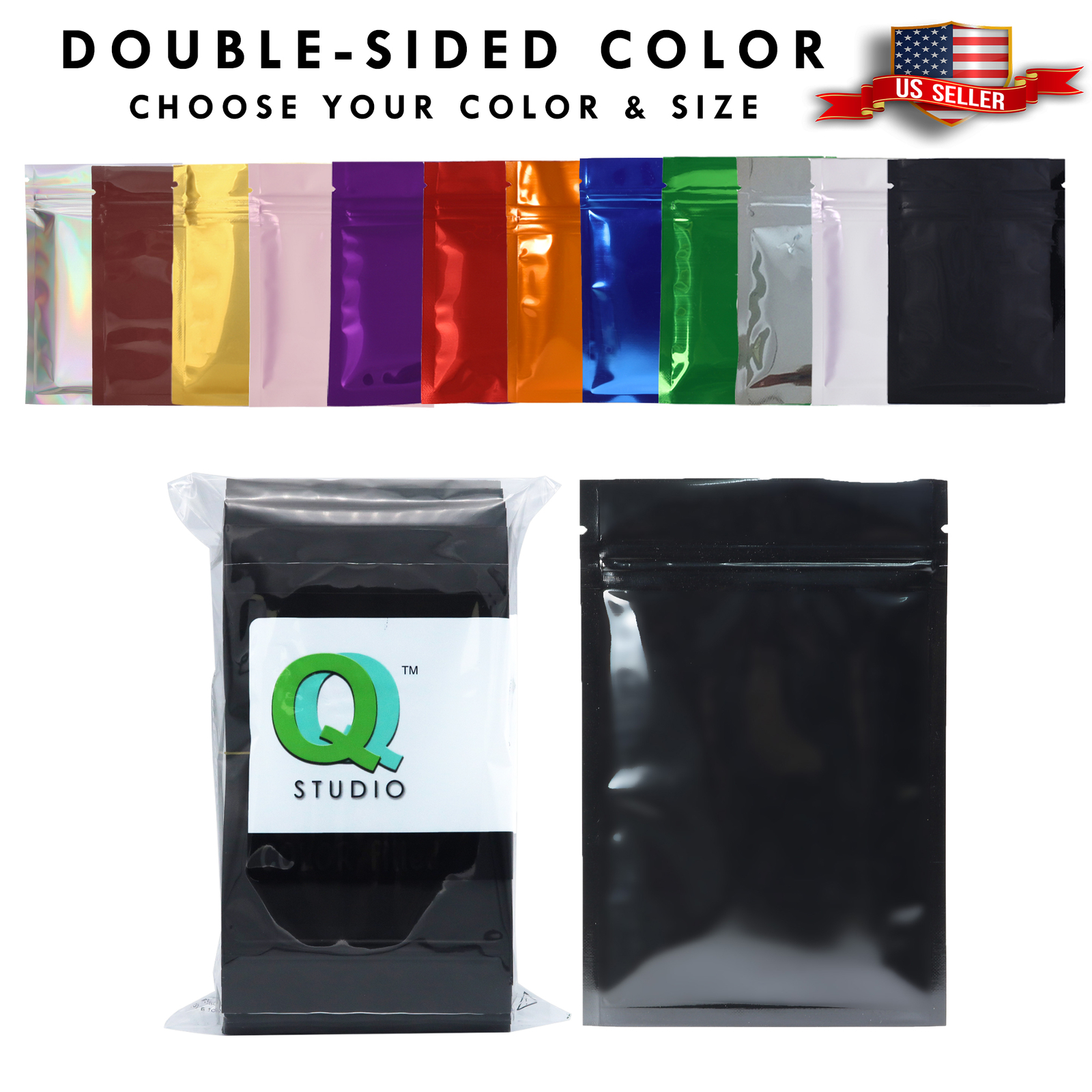 Metallic Mylar Foil Resealable Zipper Seal Food Storage Bags in Variety Colors