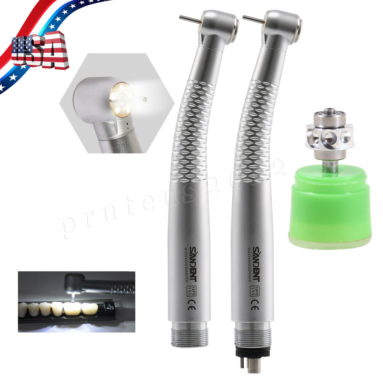 NSK Style Dental LED E-generator High Speed Handpiece 5*Bulb Fiber Optic / Rotor