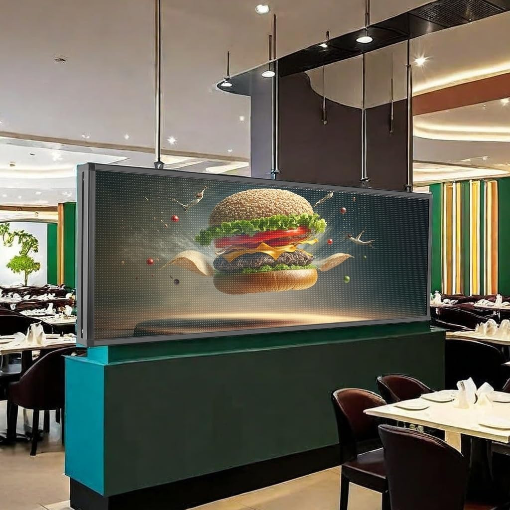 40”x17” Programmable LED Sign, WiFi/USB Control, Waterproof for Outdoor Use