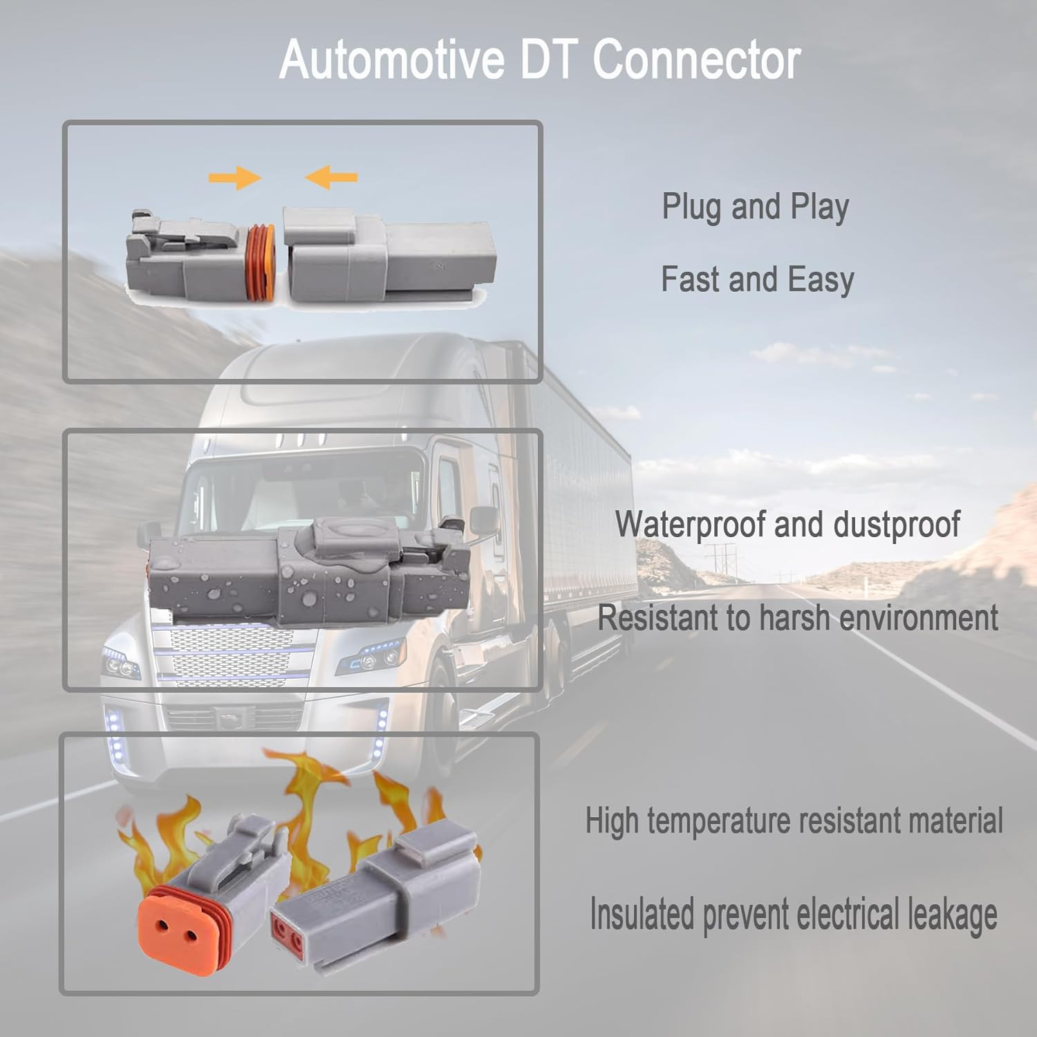 Deutsch DT 2 Pin Connector Kit Waterproof Male Female Plug Socket Quick Disc…