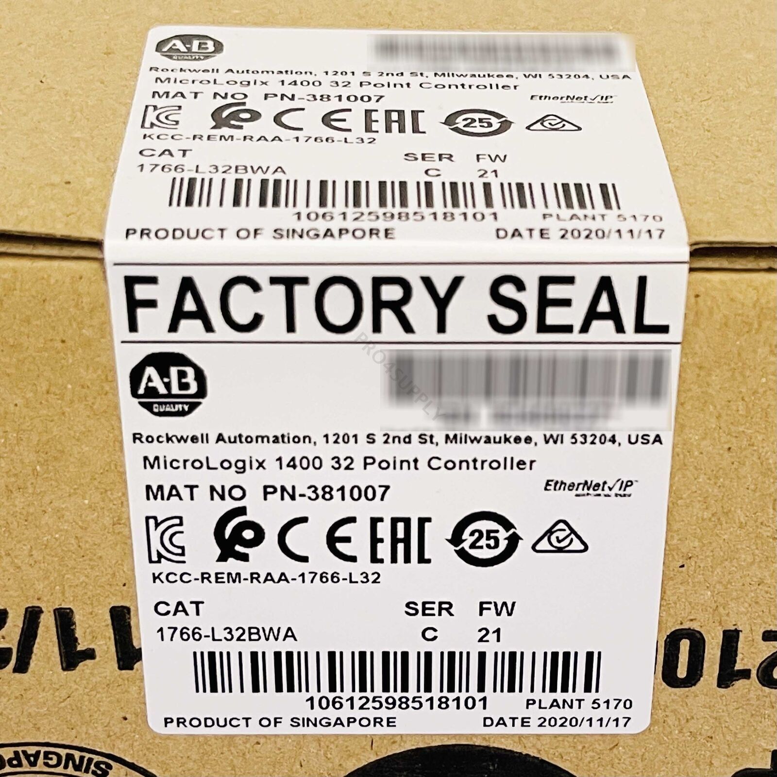 1766-L32BWA Allen-Bradley MicroLogix 1400 32 Point Controller