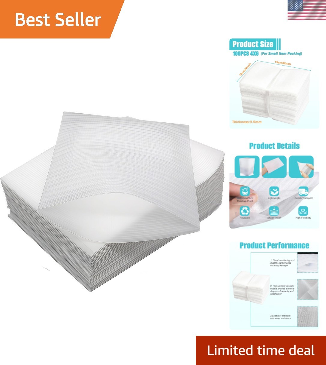 High-Quality Foam Packing Sheets – 100 Pcs 4×6 Inch for Glassware & Collectibles