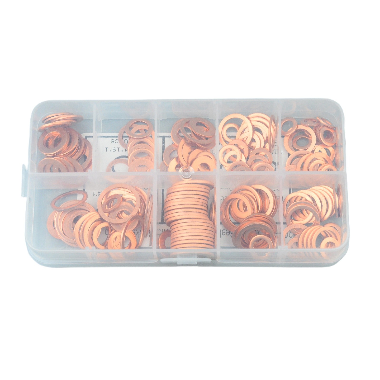 200PCS Solid Copper Crush Washer Gasket Set Flat O-Ring Seal Assortment Kits US