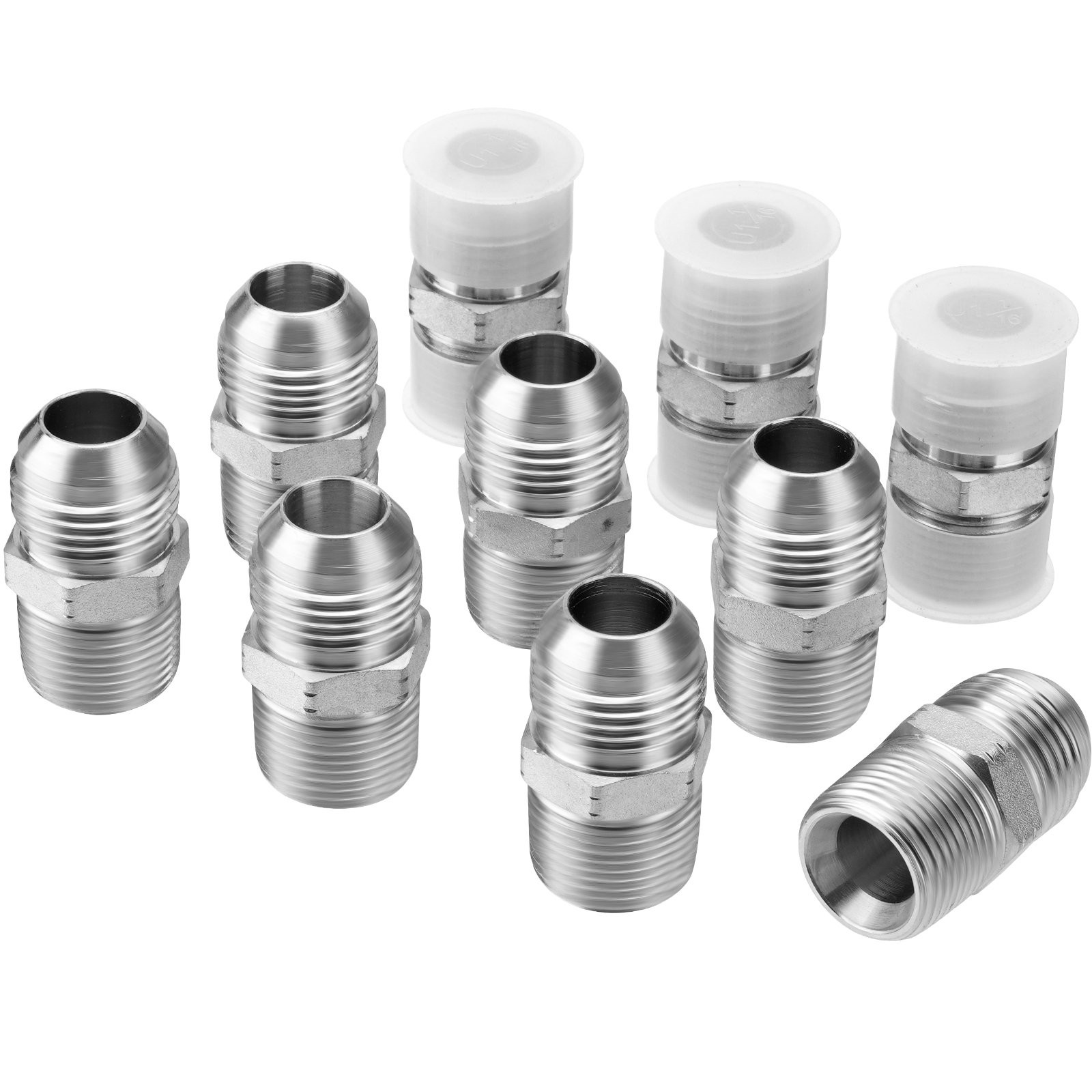 10 Pack Hydraulic Hose Adapter Fittings:3/4″ JIC 37° Male x 3/4″ NPT Male +Cover