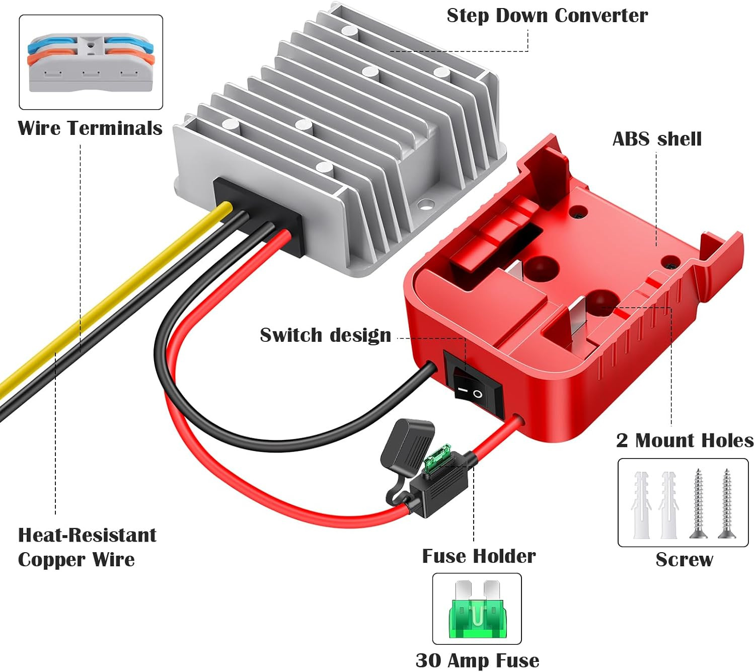 18V to 12V Step down Converter,Compatible with Milwaukee M18 Battery Adapter,Dc