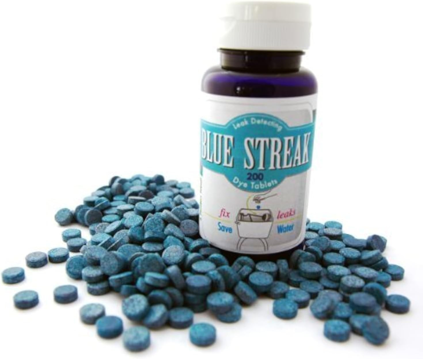 Blue Streak Pro 200 Dye Tablets (Detect Silent Leaks) Bulk in EZ Pour Container