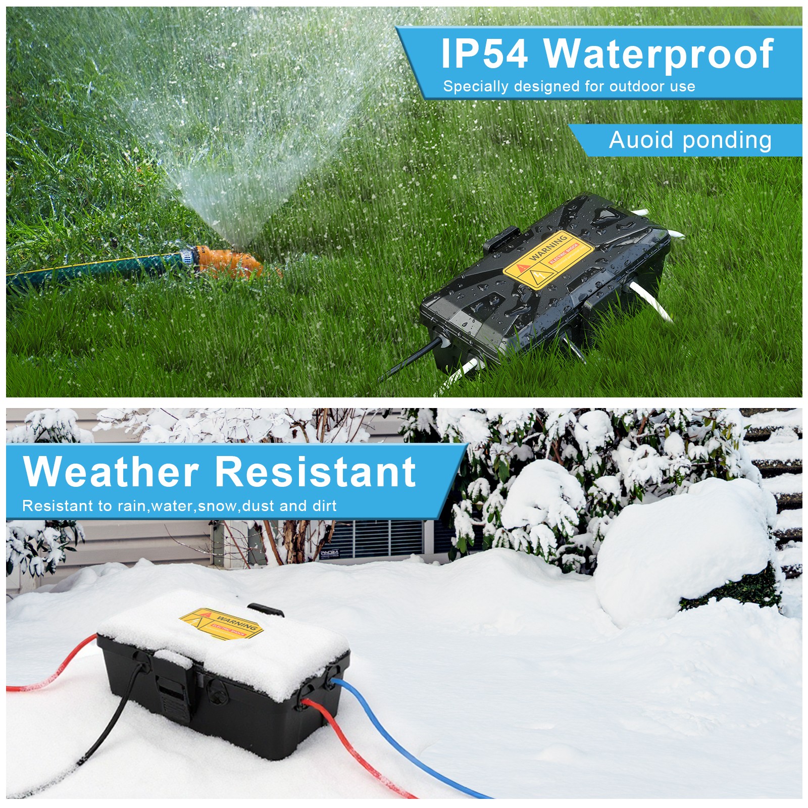 IP54 Waterproof Outdoor Socket Cover Box Heavy Duty PP Extension Cord Protector