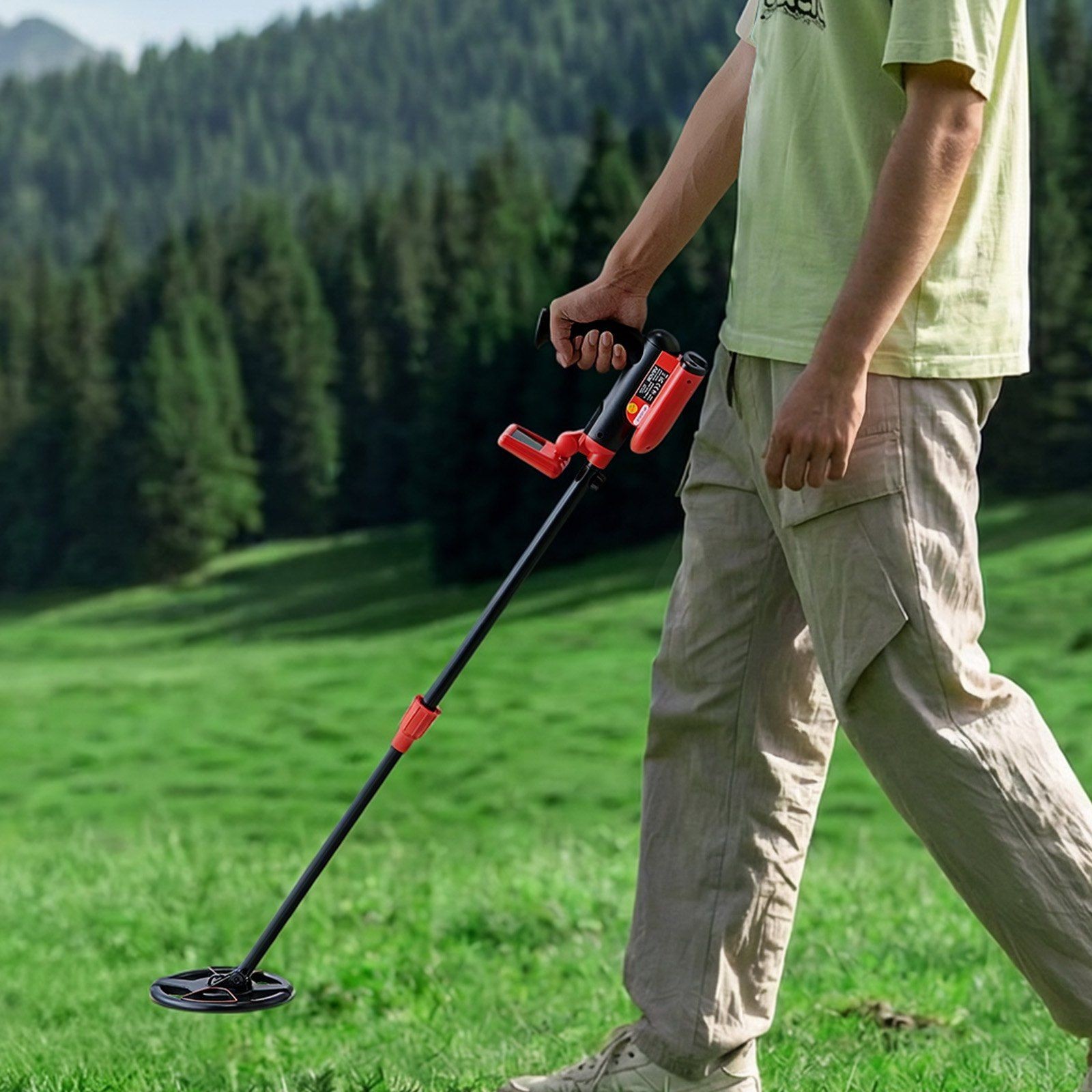 IP68 Waterproof 6″ Metal Detector: 5.8kHz, TN LCD, 22.8-33.8″ Adjustable Handle