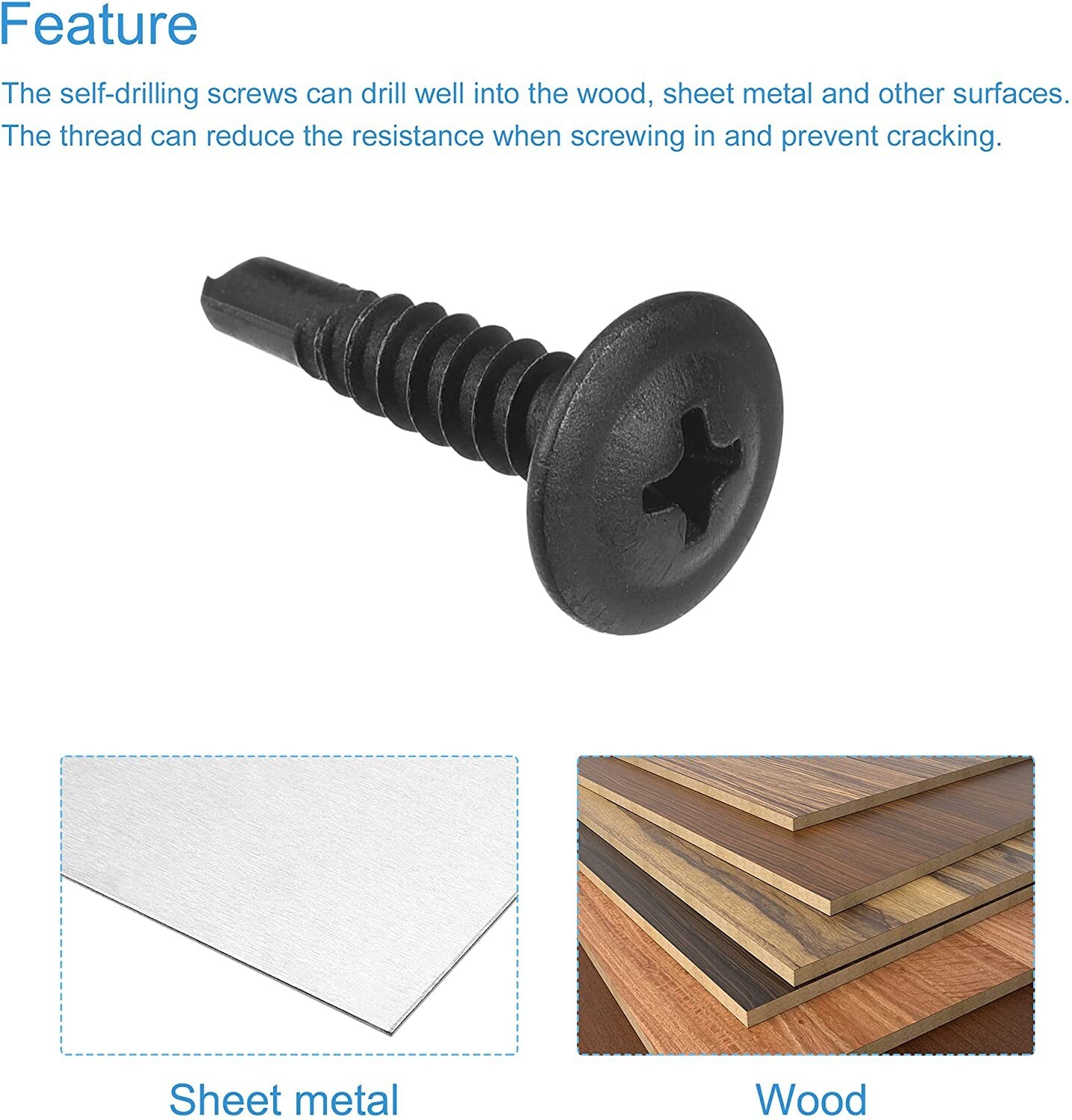 Modified Truss Head Self Drilling / Tapping Screws # 8 x 1″ K-Lath Black (1000)