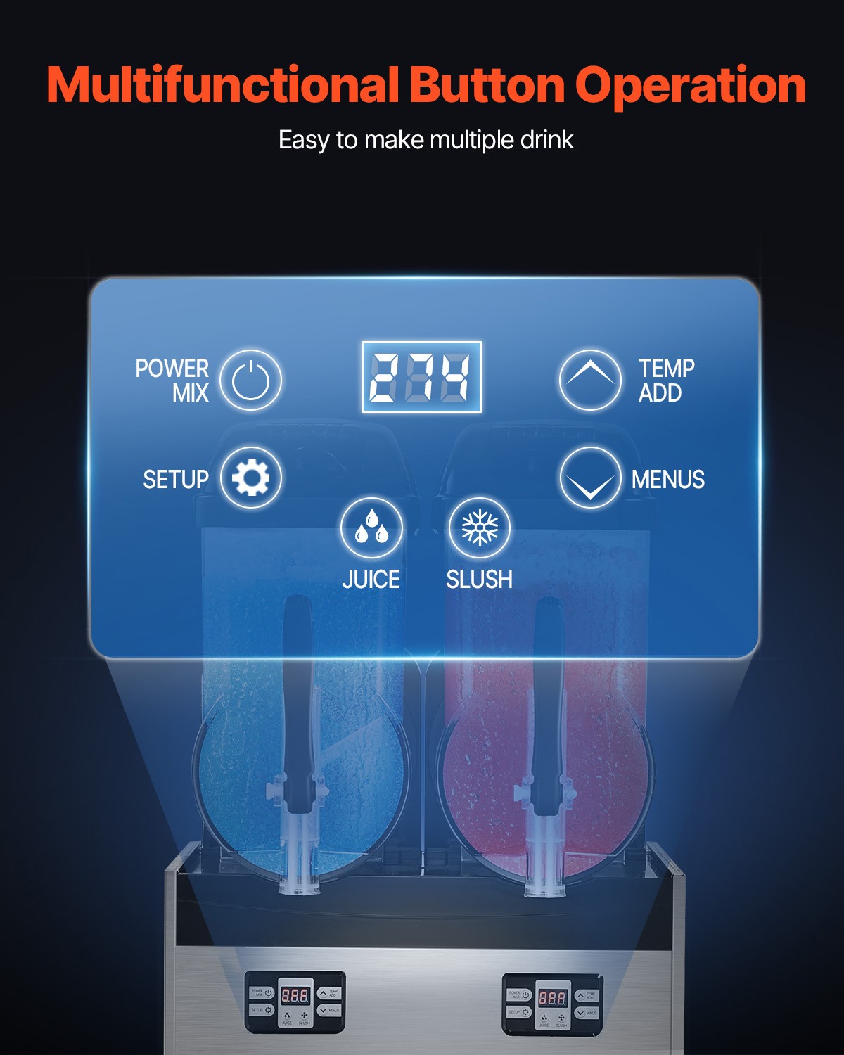 Uimoso Dual 12L Tank Frozen Beverage Machine for Slushies and Smoothies