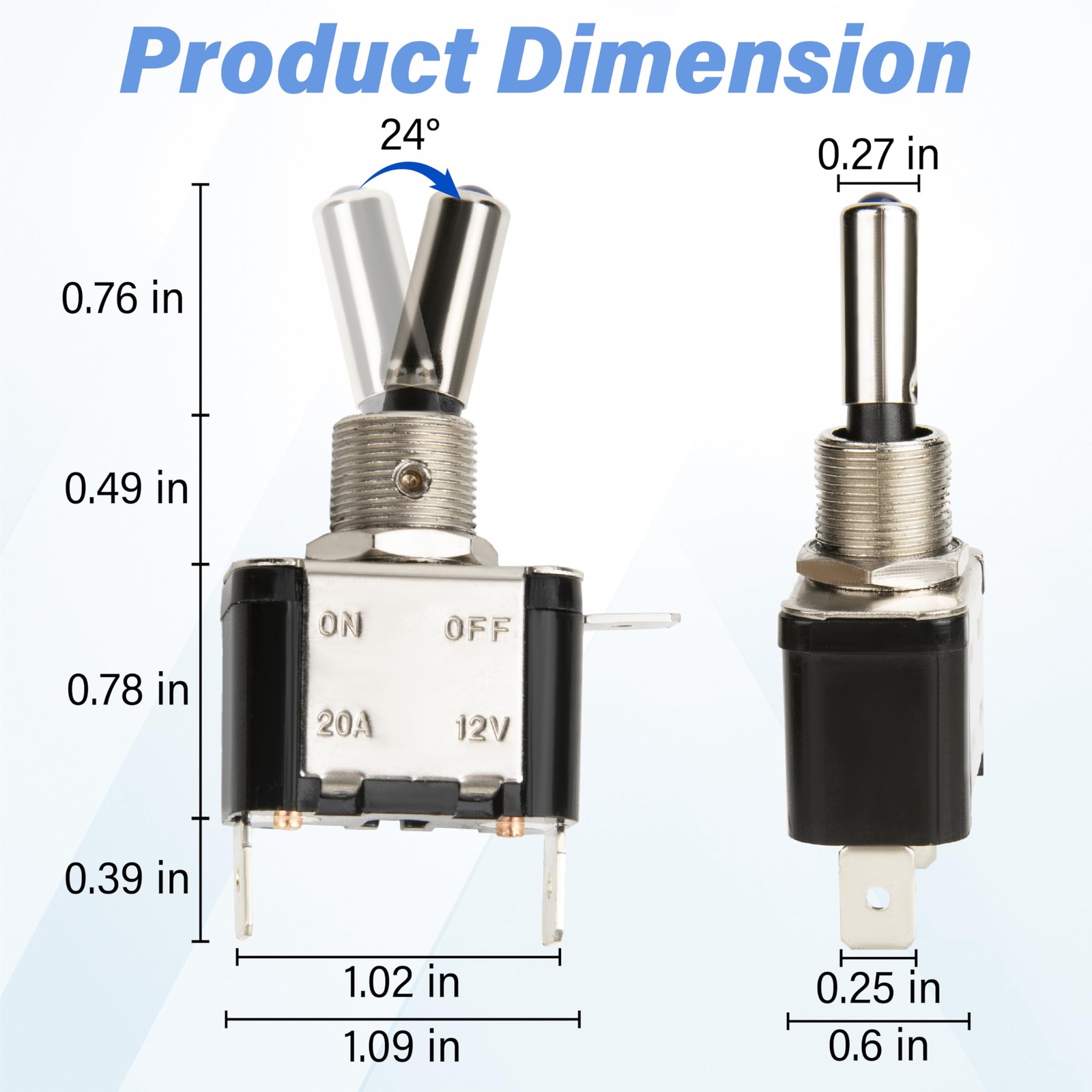 3 PCS LED Lighted Rocker Toggle Switch, 12V SPST 3 Pin 2 Position ON/Off Rock…