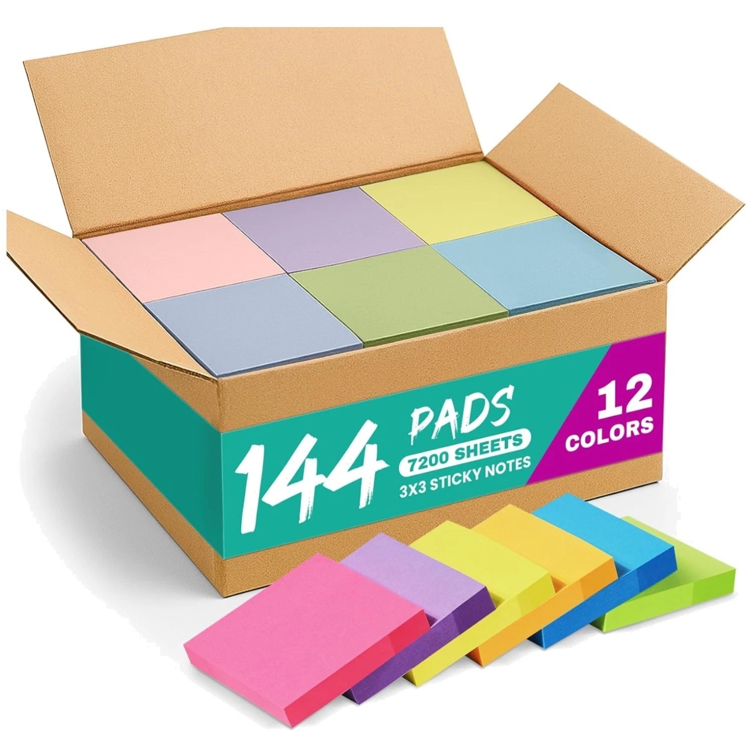 Self-Stick Note Pads, 144 Pads, Office & Study Organization