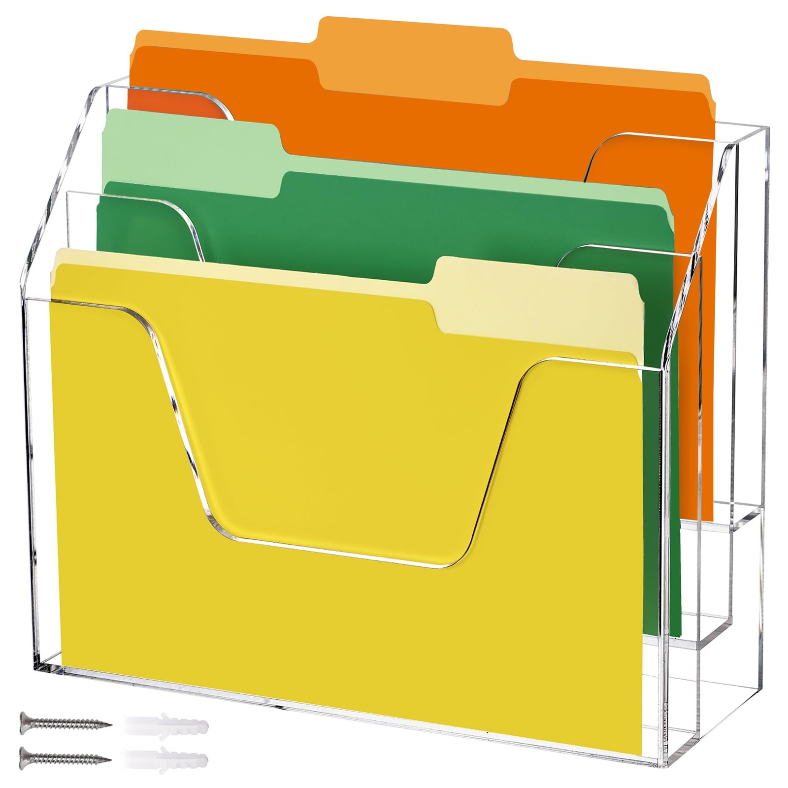 1 Pack 3Tier Acrylic Magazine Rack Wall Mount File Holder Clear Paper