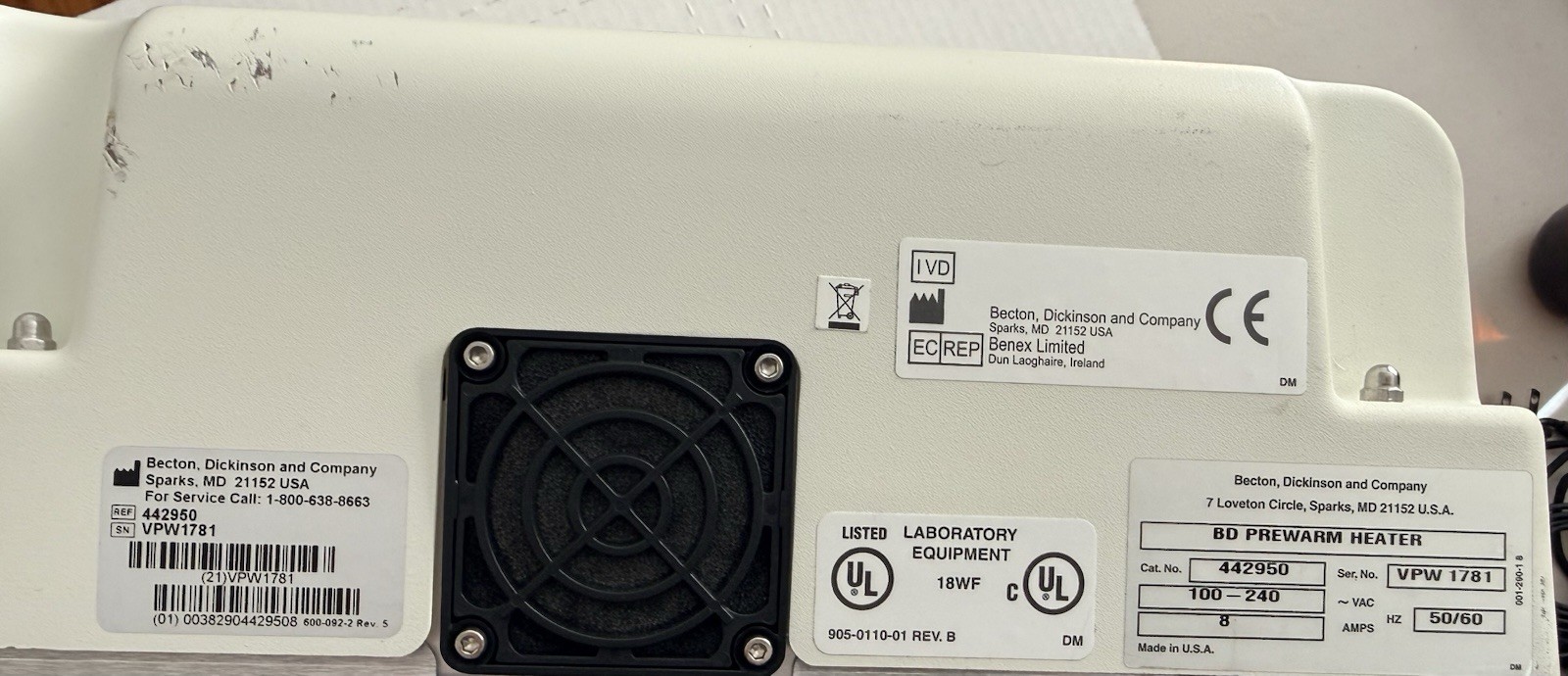 Becton Dickinson & Company BD Prewarm Heater REF 442950