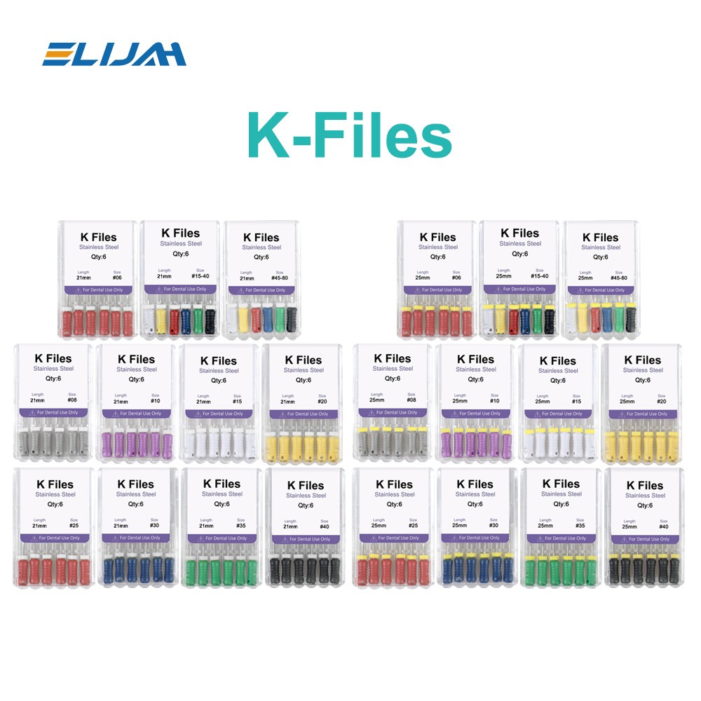 Dental Endo Root Canal File K-files Stainless Steel #6#8#10#15-40 Hand File 25mm