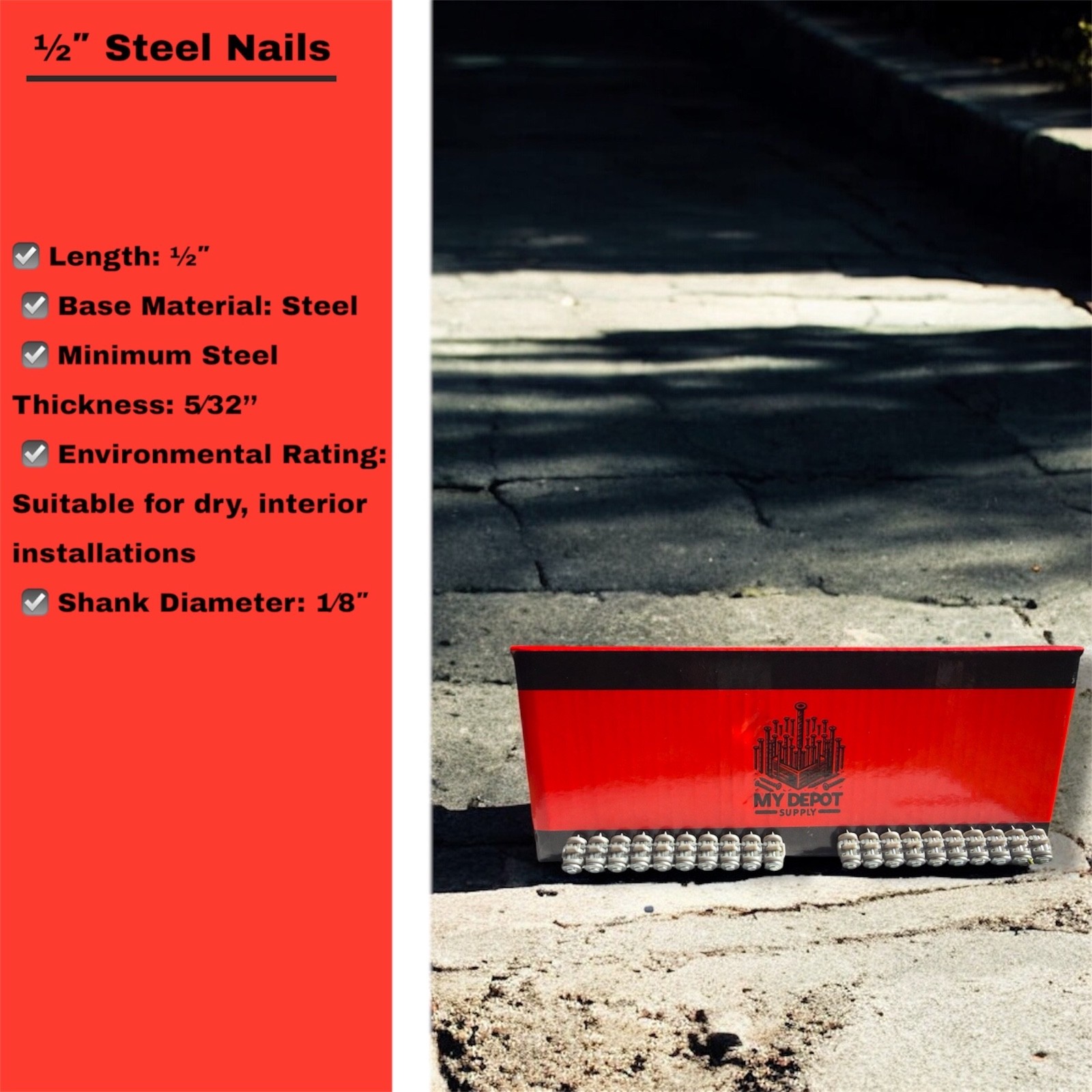 ½″ Steel Nails Compatible With Hilti BX3 – Steel Nails for BX3, Pins