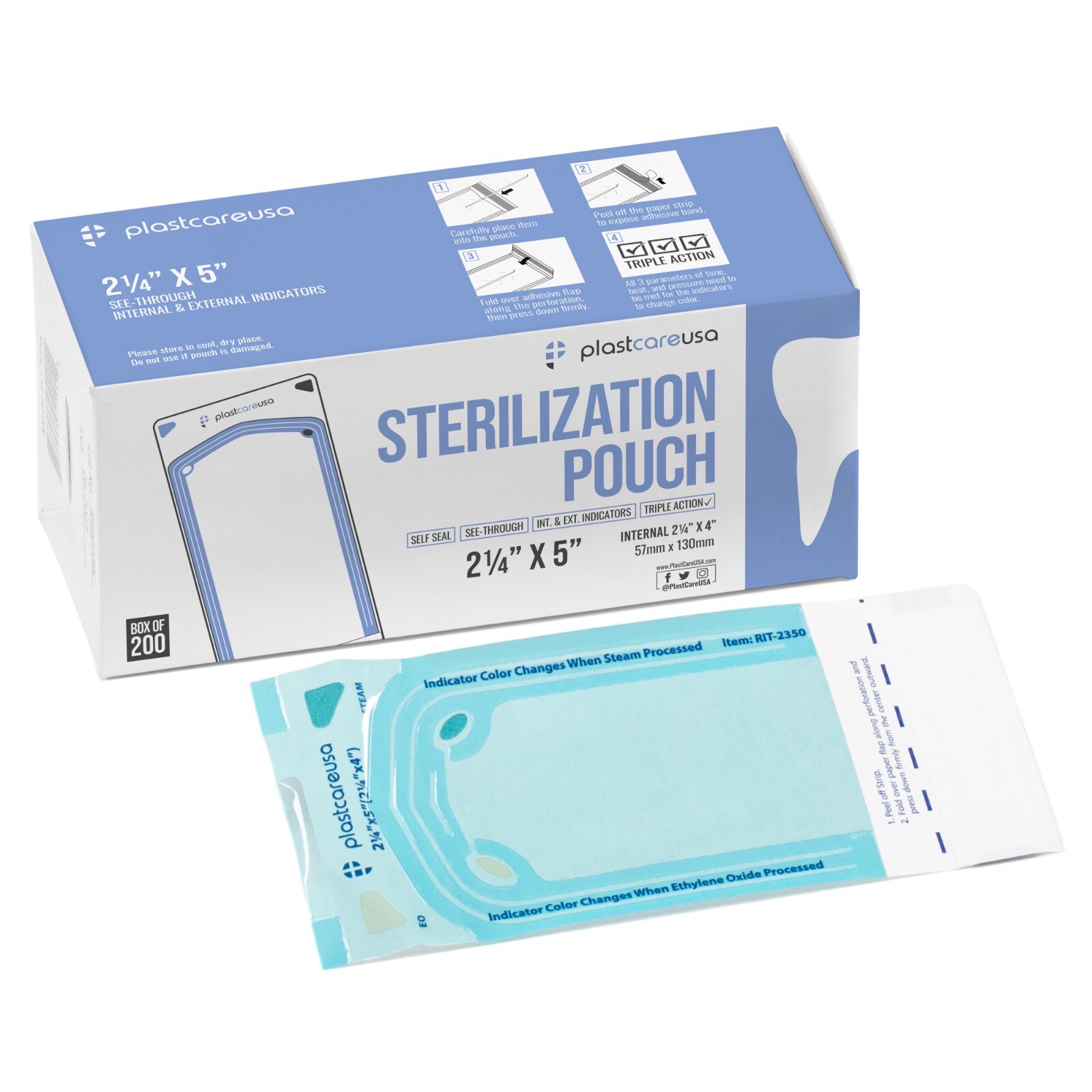 2.25″ x 4″ Self-Sealing Sterilization Pouches for Autoclave (Choose Quantity)
