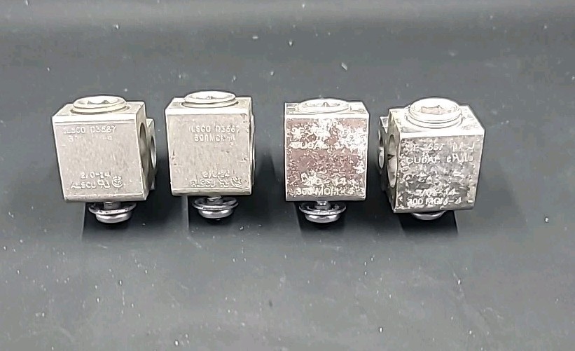 Lot of Four (4) ILSCO D3567 300MCM-4 2/0-14 AL9CU MECHANICAL LUG