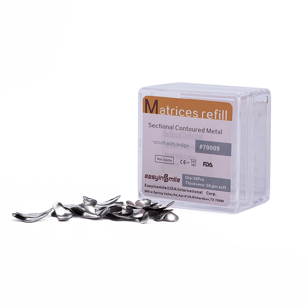 50Pcs Dental Matrix Sectional Contoured Metal Matrices Bands S/M/L Sizes 50μm US