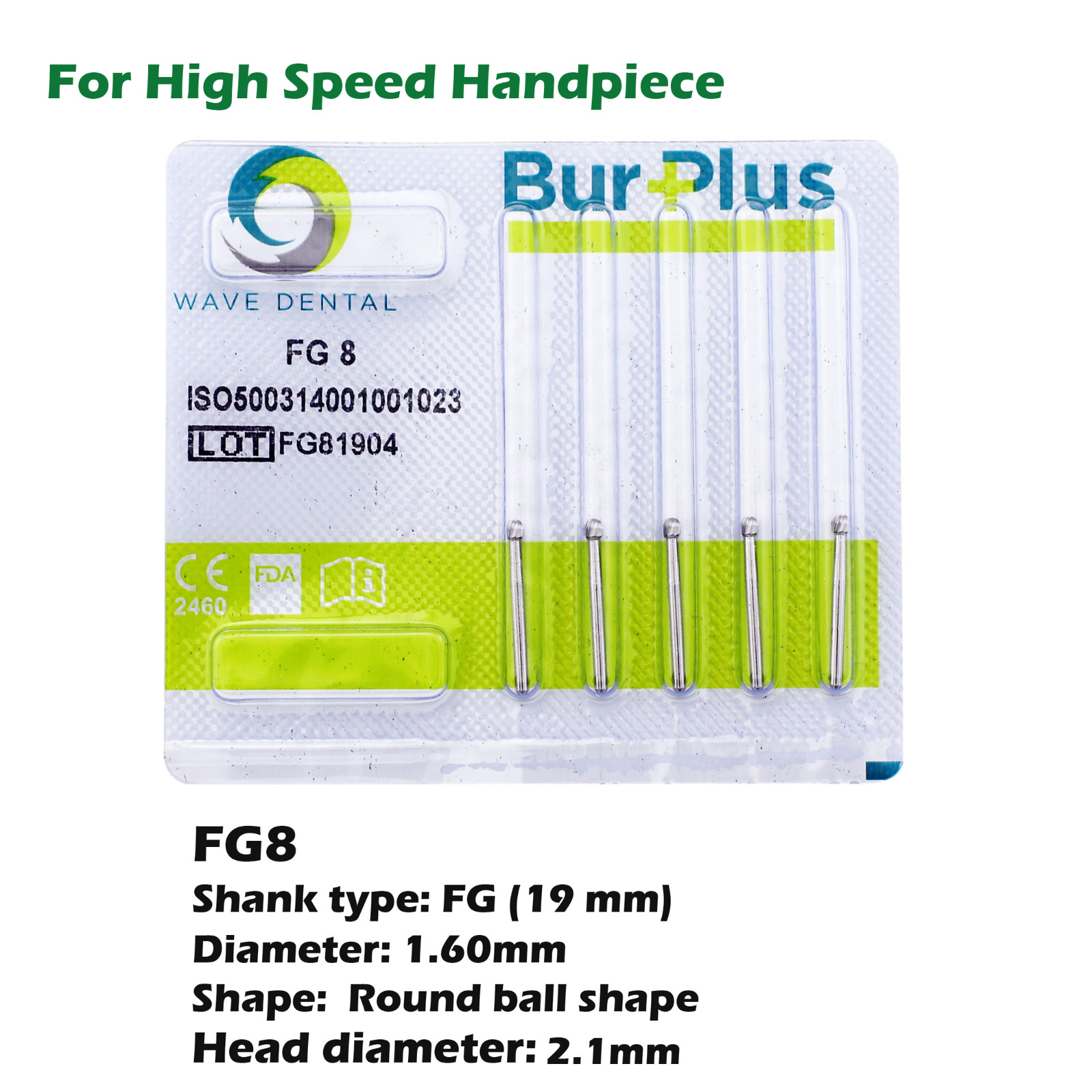 WAVE Dental Carbide Burs Round FG 1/4 1/2 2 4 6 8 Prima For High Speed Handpiece