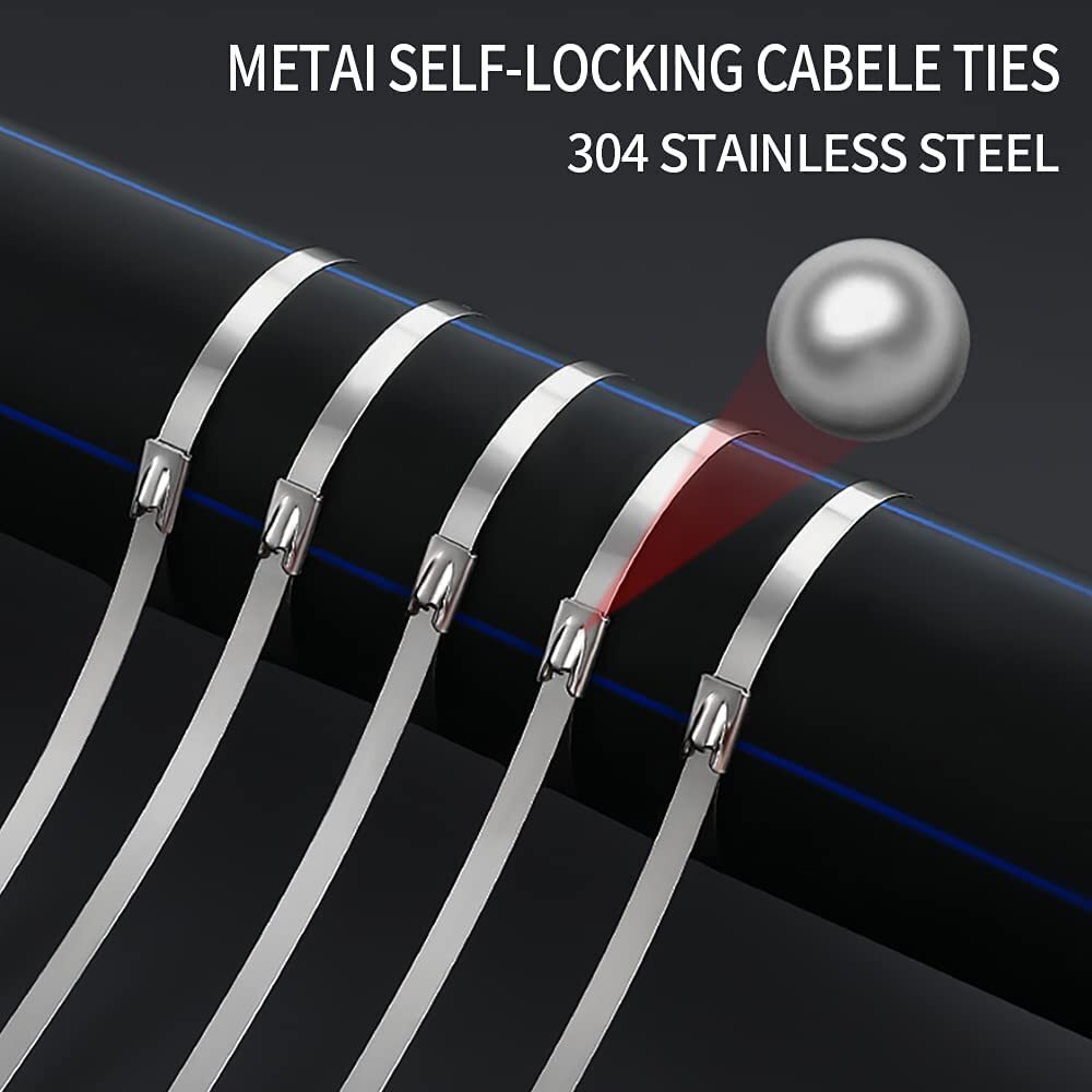 300MM X 4.6MM STAINLESS STEEL METAL CABLE TIES WRAP HEAT EXHAUST ZIP TIE TL