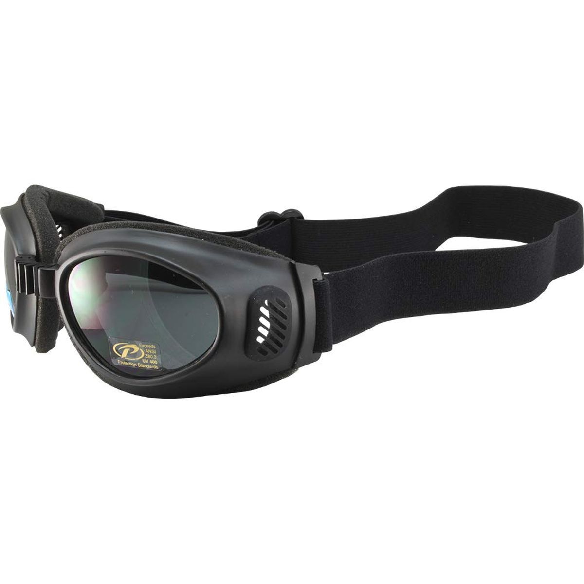 Pacific Coast Feather Tour Wide Coverage Black Motorcycle Goggles with Dark