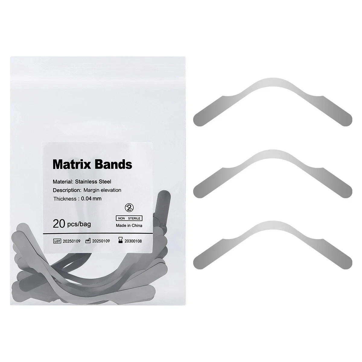 20 Pcs/Bag Dental Matrix Bands Margin Elevation/Large Curvature Restoration