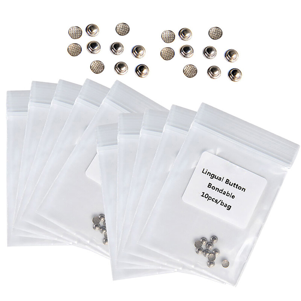 AZDENT Dental Orthodontic Lingual Buttons Bondable Round Mesh Base 10Pcs/Kit