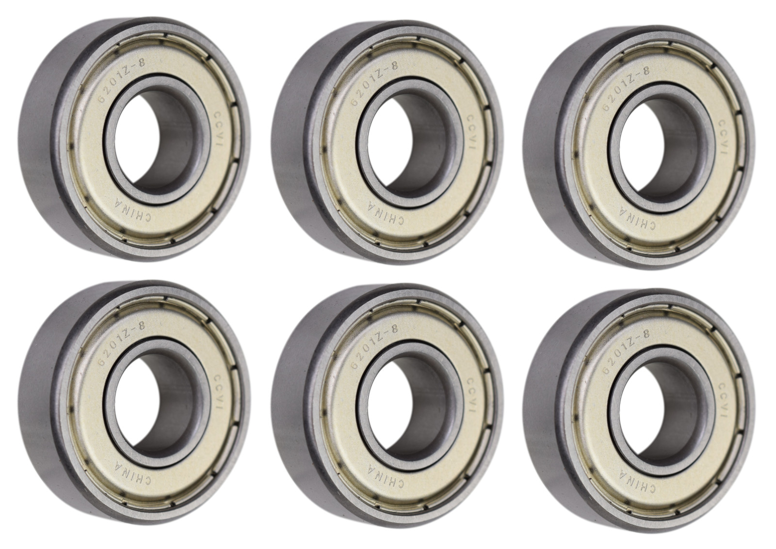 (6 Each) 6201-ZZ-1/2, 6201-2Z8, 201SS8 Shielded Radial Ball Bearing 0.5″X32X10