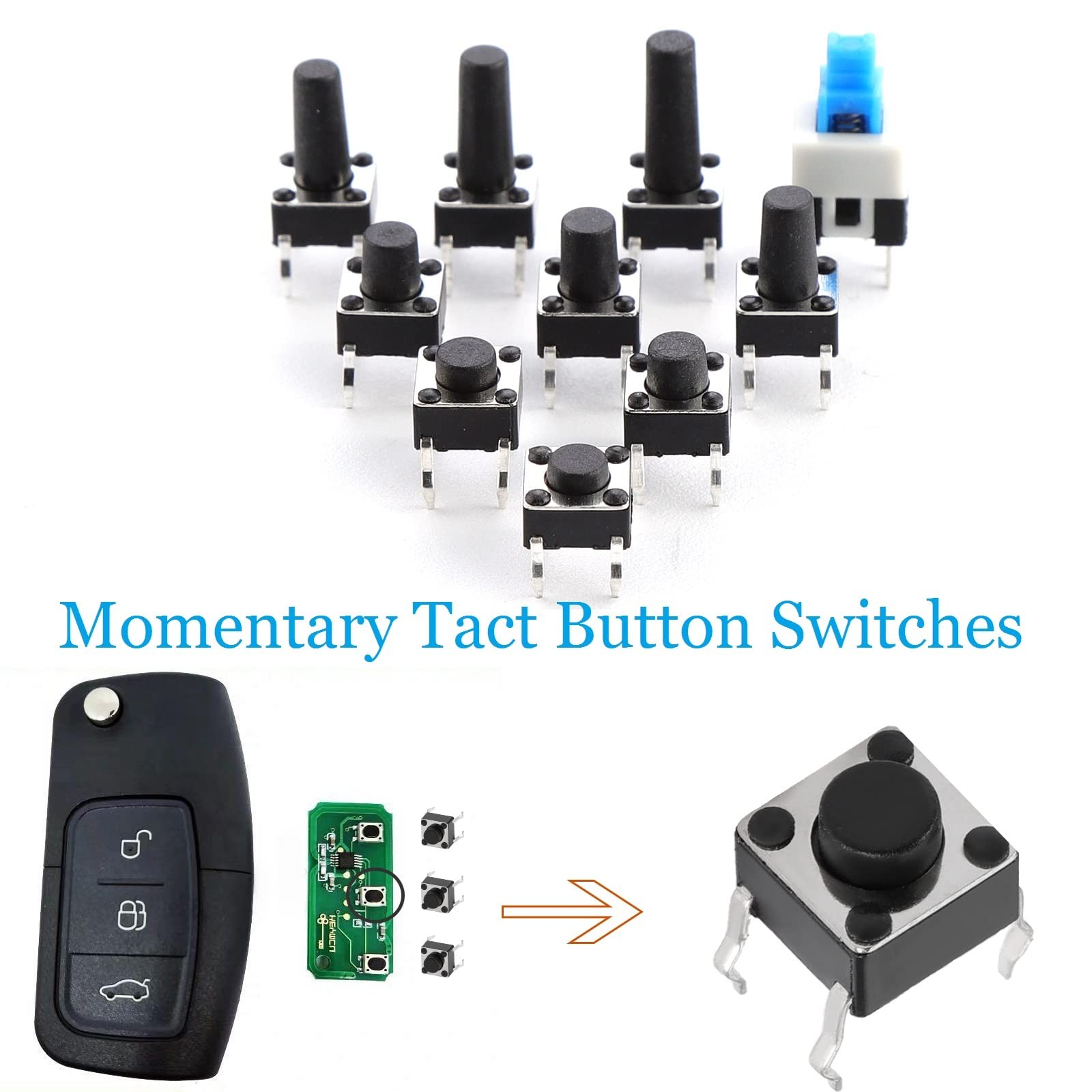 180Pcs Tactile Push Button Switch Assortment Kit, 10 Values 6x6mm 4-Pin Micro…