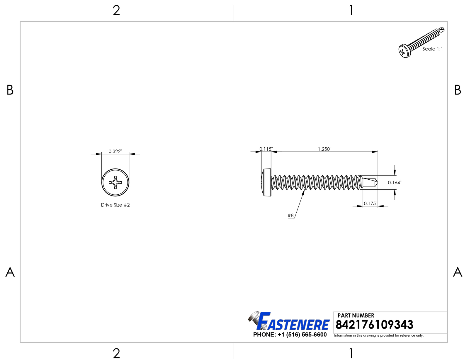 #8 x 1-1/4″ Phillips Pan Head Self Drilling Metal Tek Screws Stainless Qty 500