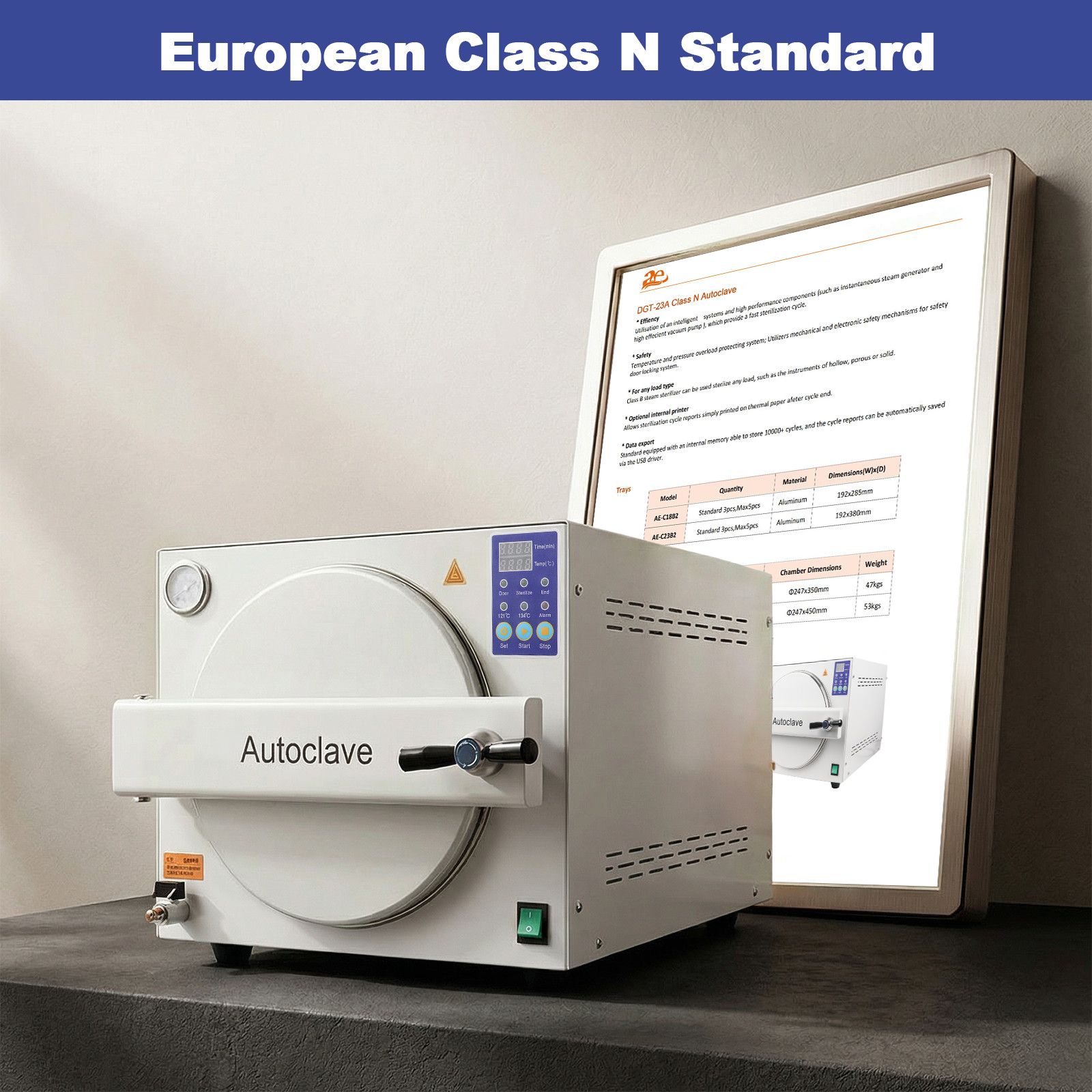 23L Autoclave Steam Sterilizer Medical Premium Material Auto Pressure Release