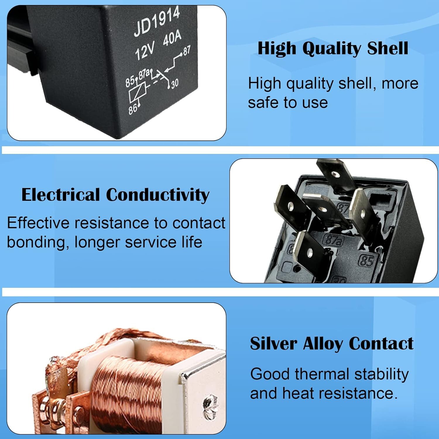 50PCS 5Pin Car Automotive SPDT Relay Switch Harness Socket Waterproof 40A 12V DC
