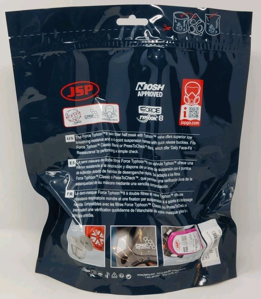 JSP Force Typhoon 8 Half-Mask Reuseable Respirator – Medium F-8-820 – MASK ONLY