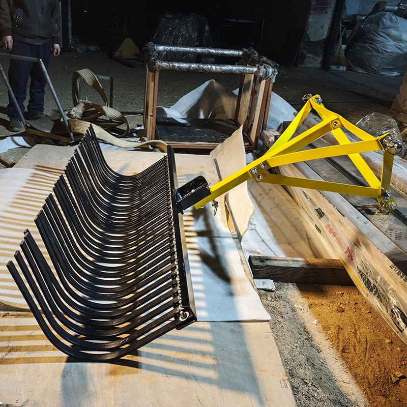 60″ 3 Pt Landscape Rock Rake For Category 1 Tractor Attachment Soil Gravel Lawn