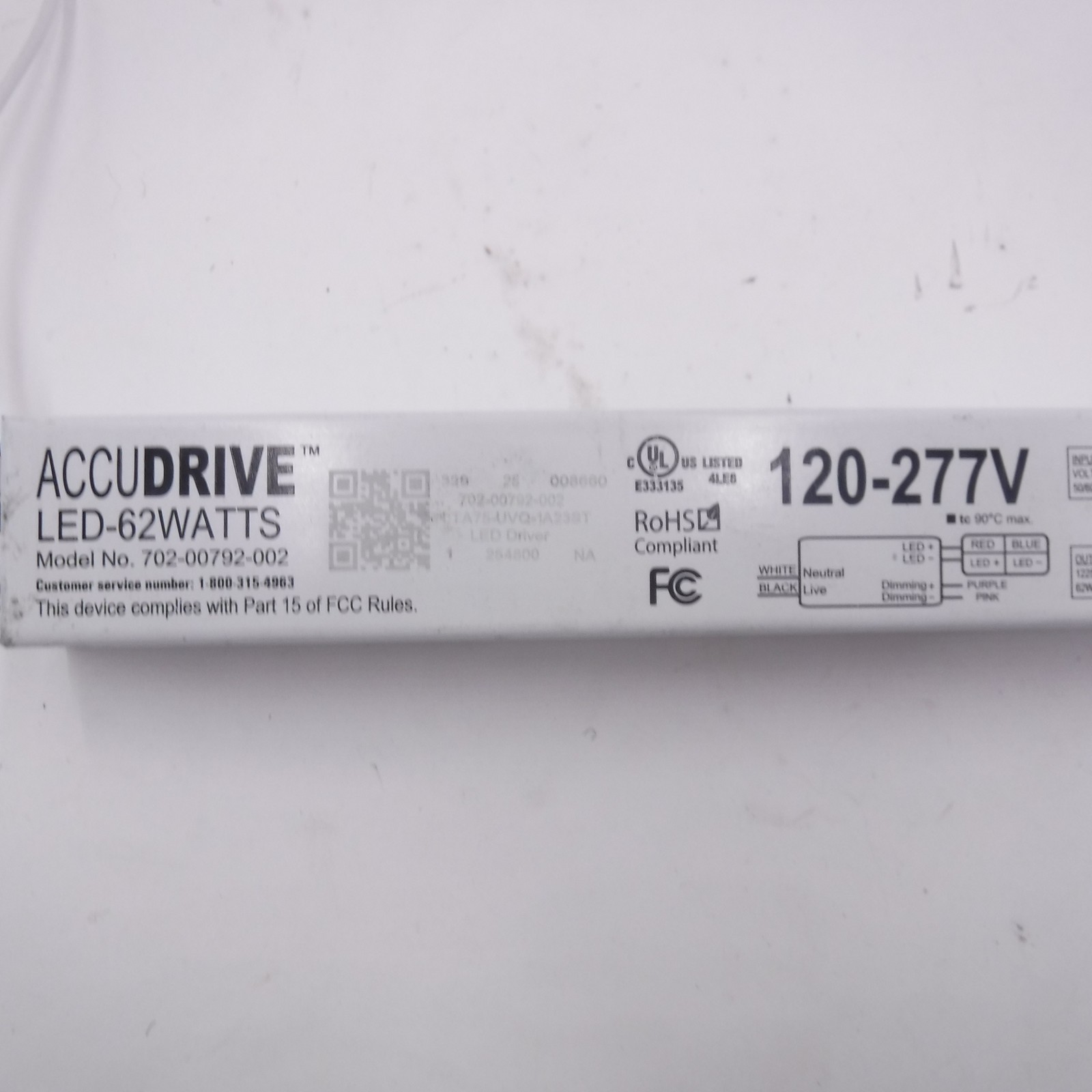 Accudrive 120-277V 62 Watts Electronic LED Driver 702-00792-002