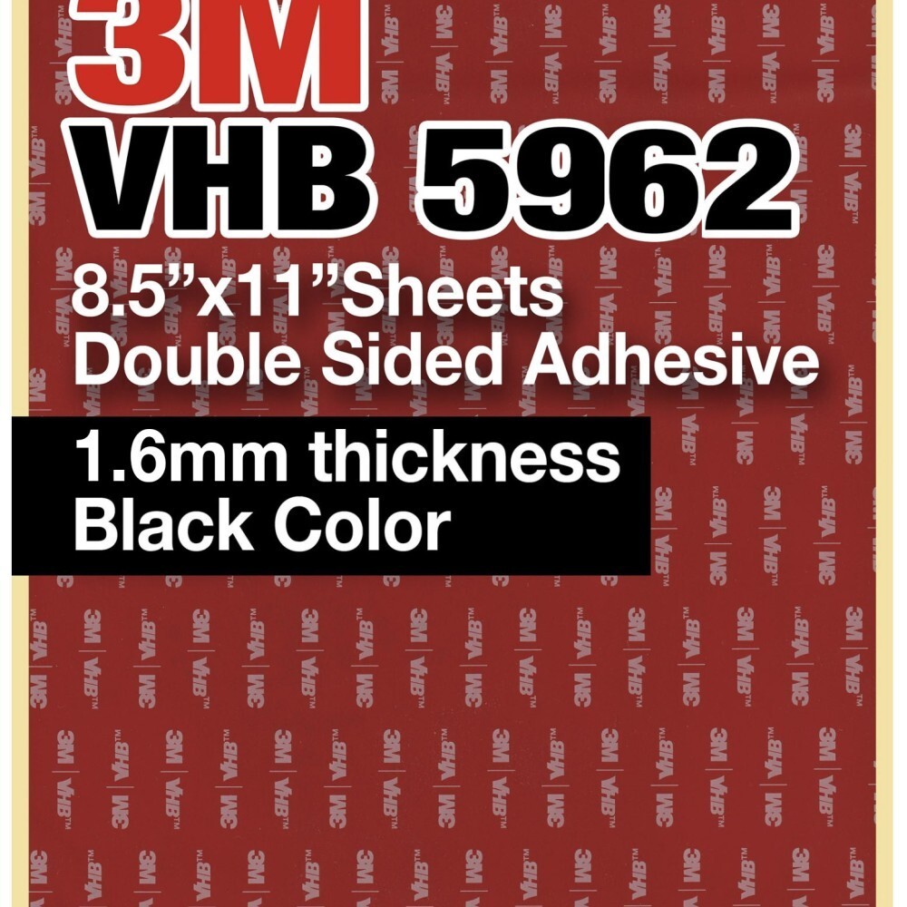 3M VHB 5962 8.5″x11″ Double Sided Adhesive 1.6mm thickness black sheets 2 pack